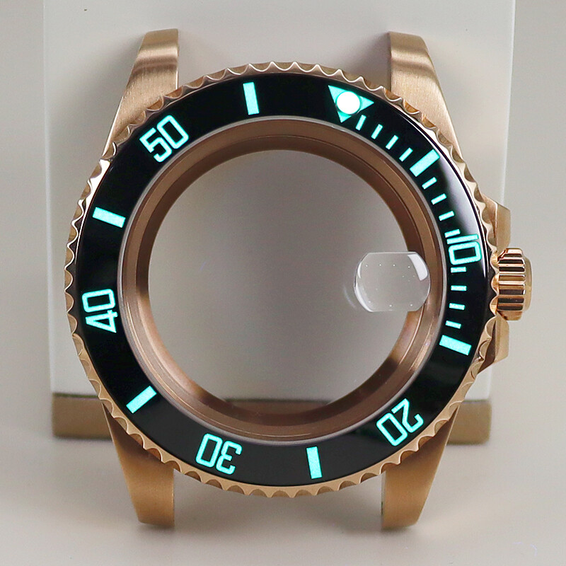 Rose Gold 40MM Watch Case 3C Luminous Ceramic Bezel Seiko Nh35 8215 2824Movement