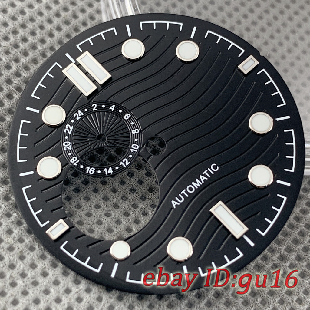 31mm Sterile White Black Blue Watch Dial Green Luminous Fit NH39/NH39A Movement