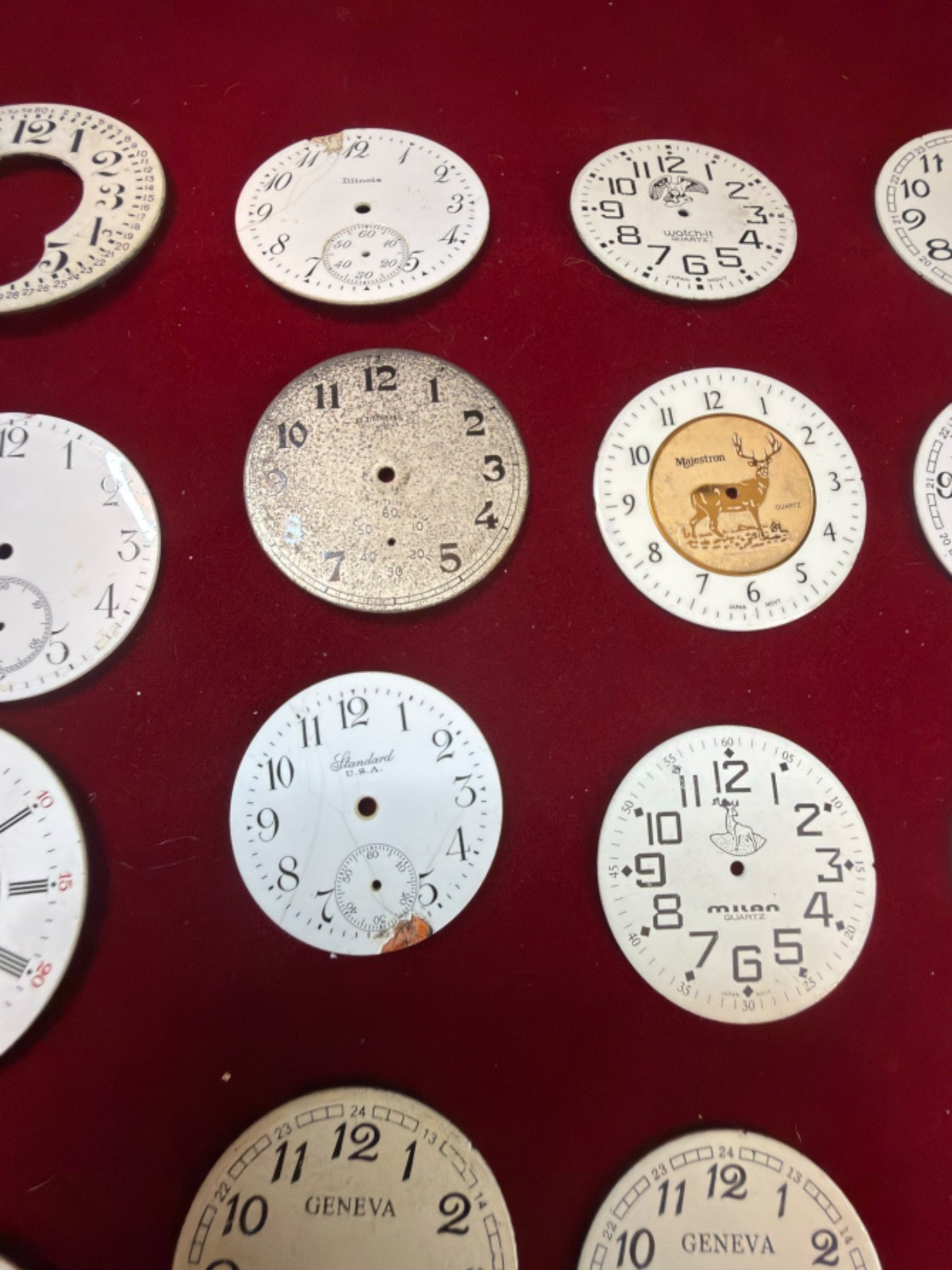 Lot of 124 Pocket watch dials, Misc sizes and brands: Many different brands