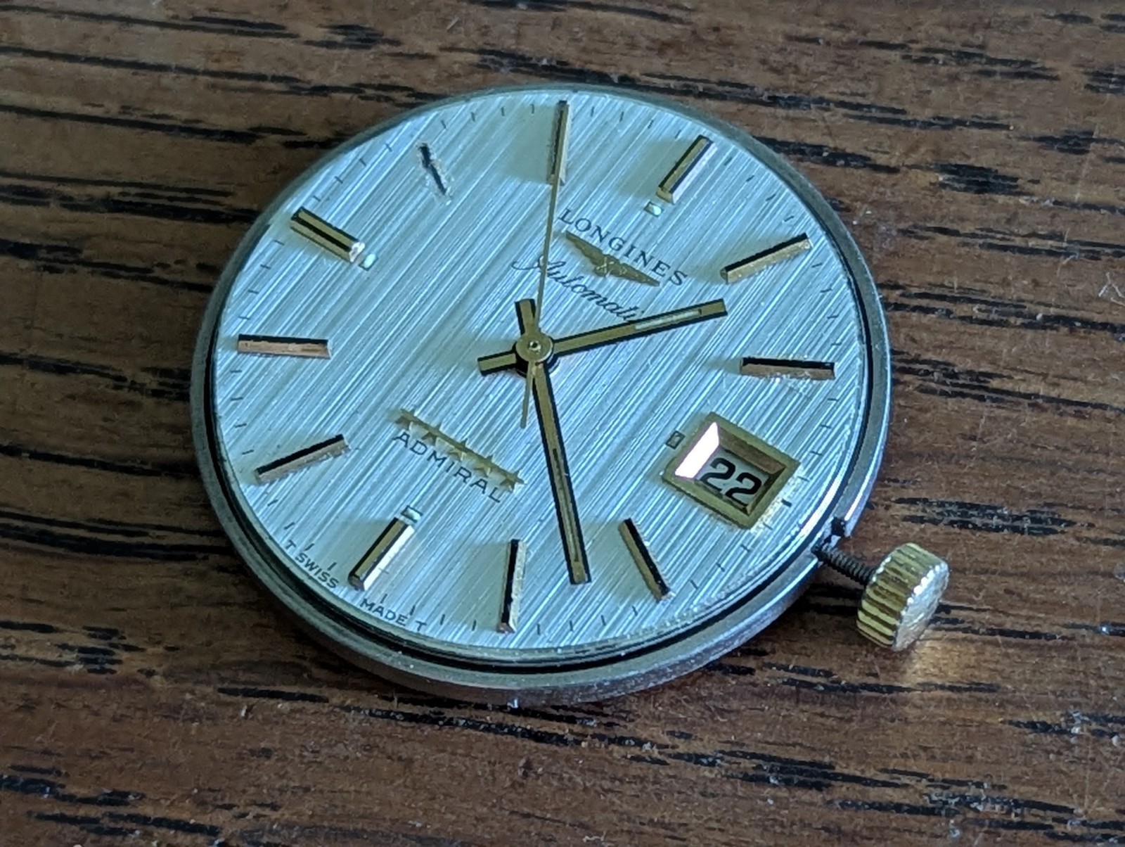 Partial Longines Admiral Cal 501 Movement/Dial/Hands, Good Balance #S498