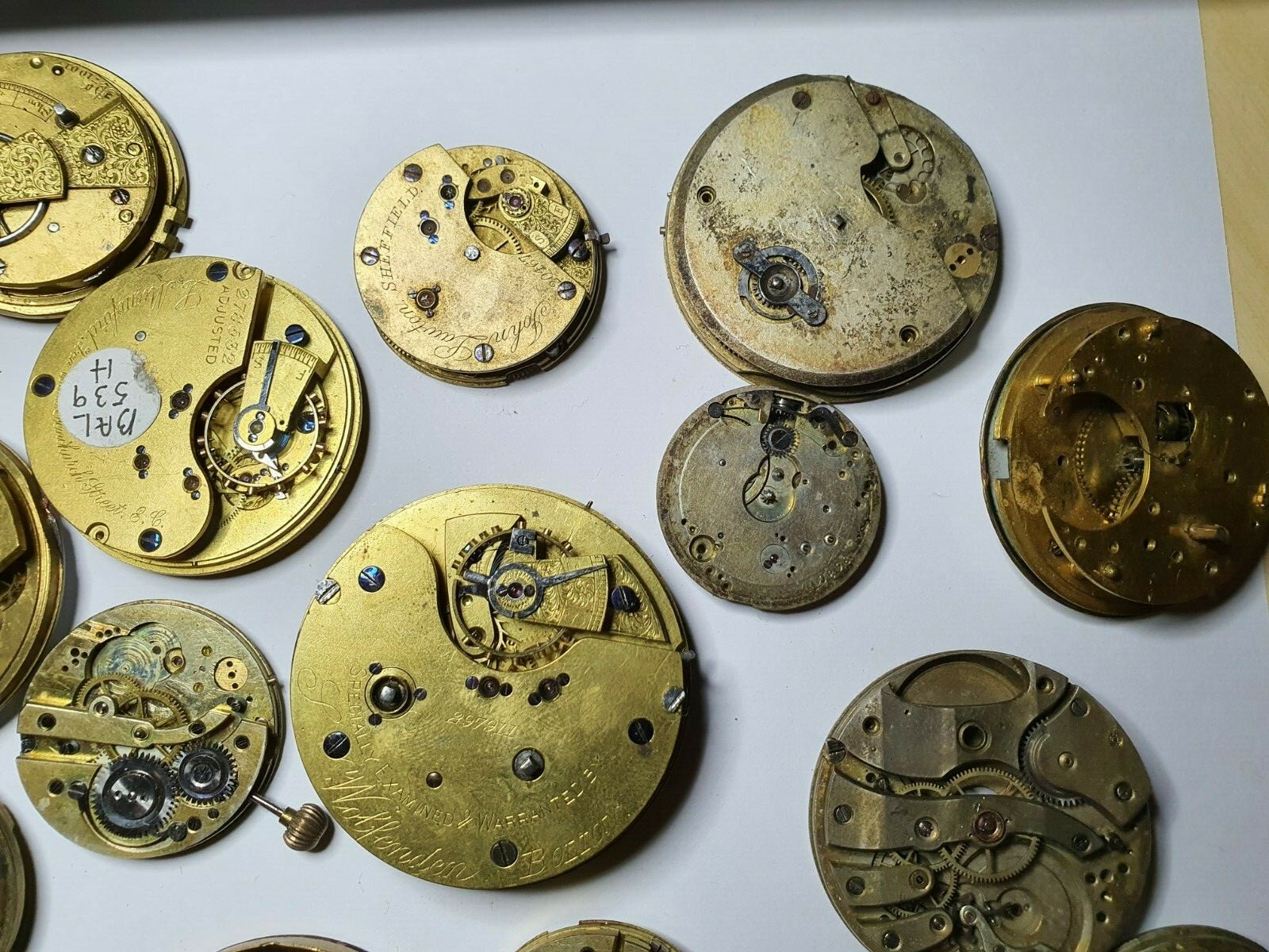 antique pocket watch movement collection and parts watchmakers lot