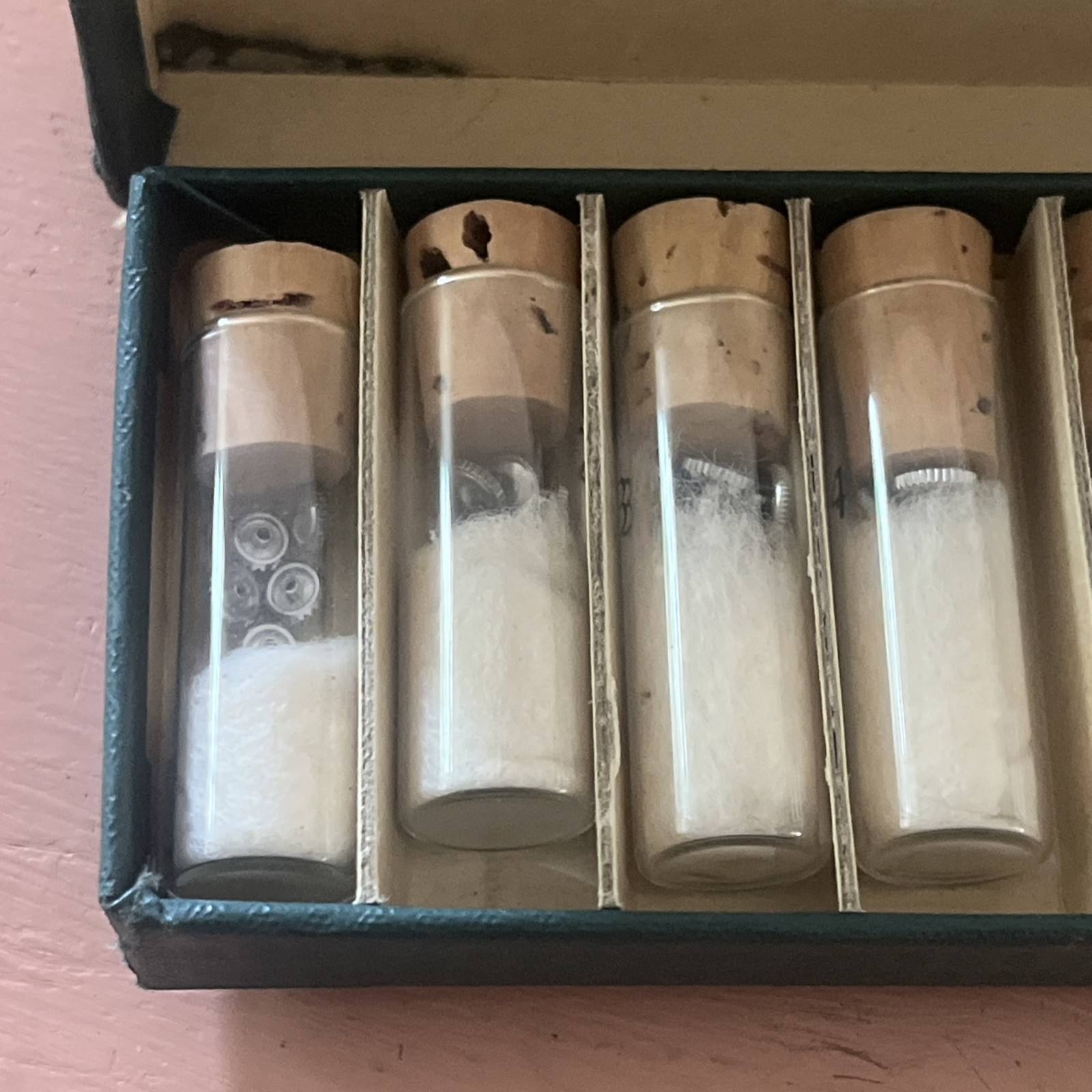 Vintage Swiss Craft Chromed Crowns #124 72-piece watch part assortment box