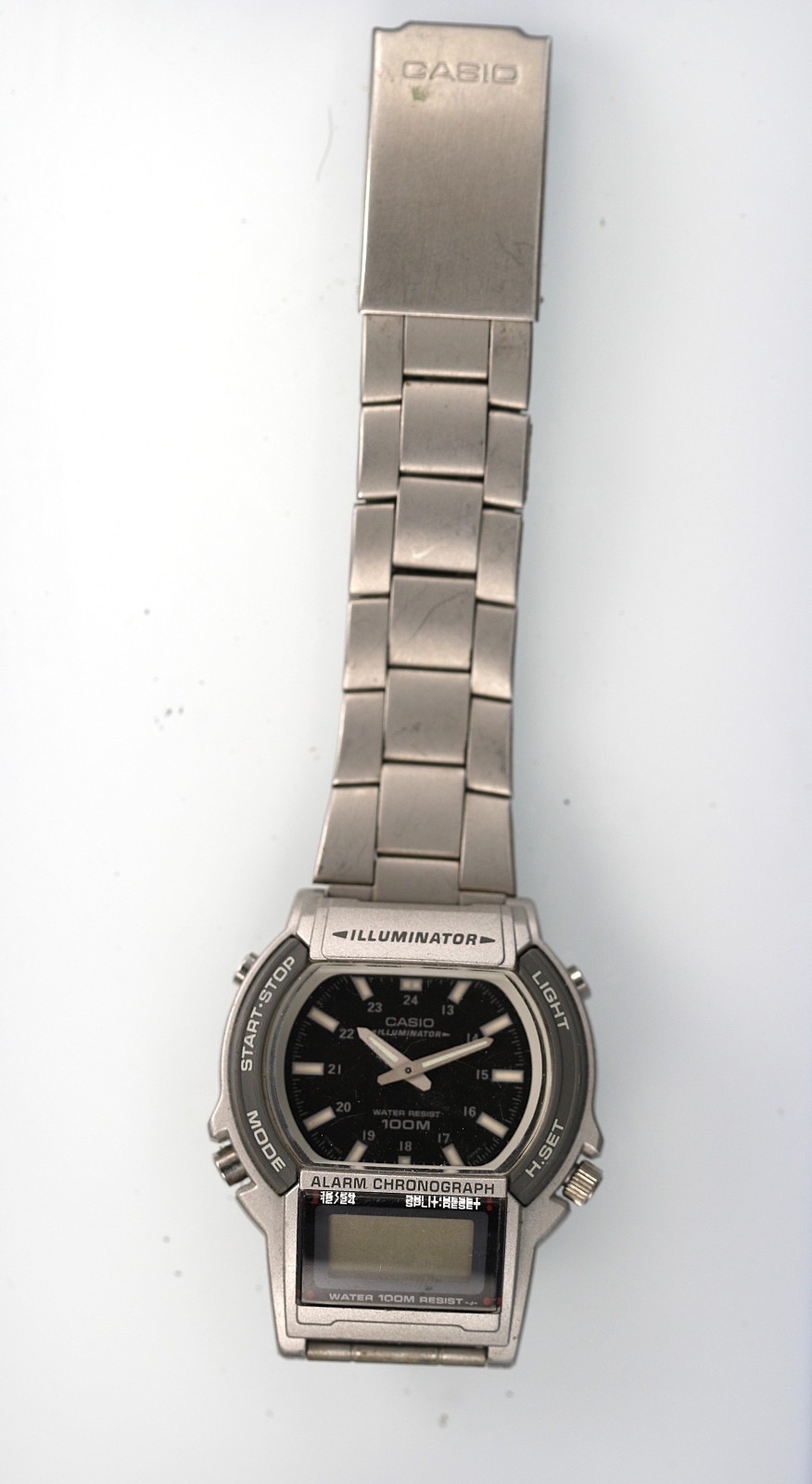 Casio Watch Illuminator Black Grey Plastic Stainless Steel Quartz NON-WORKING