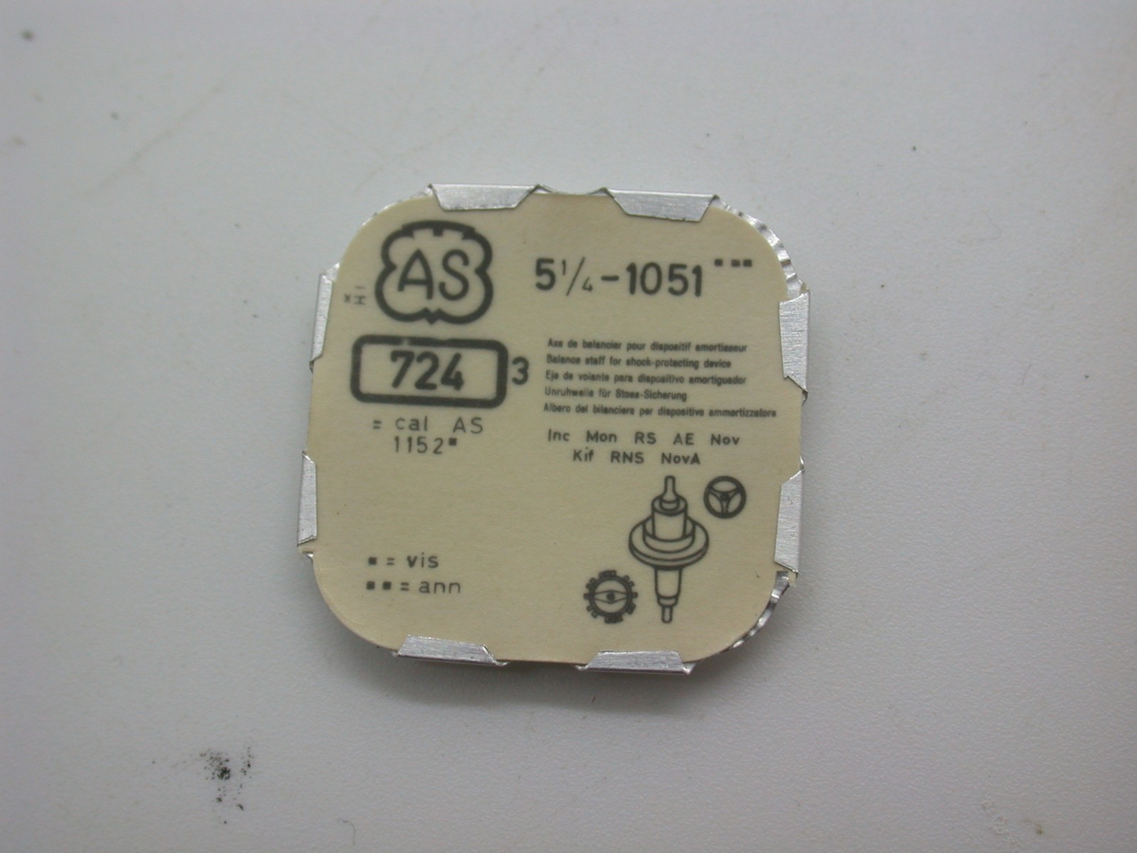AS (A Schild) Balance Staff Part #724 Calibre 976 – 1746 Watch Part New