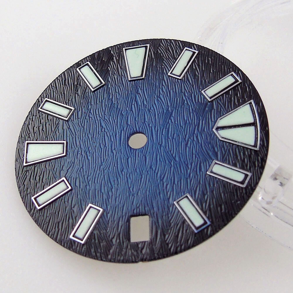 28.5mm Watch Dial Fit for NH35A Movement 4.2 / 3 o’clock Crown Green Lume Index