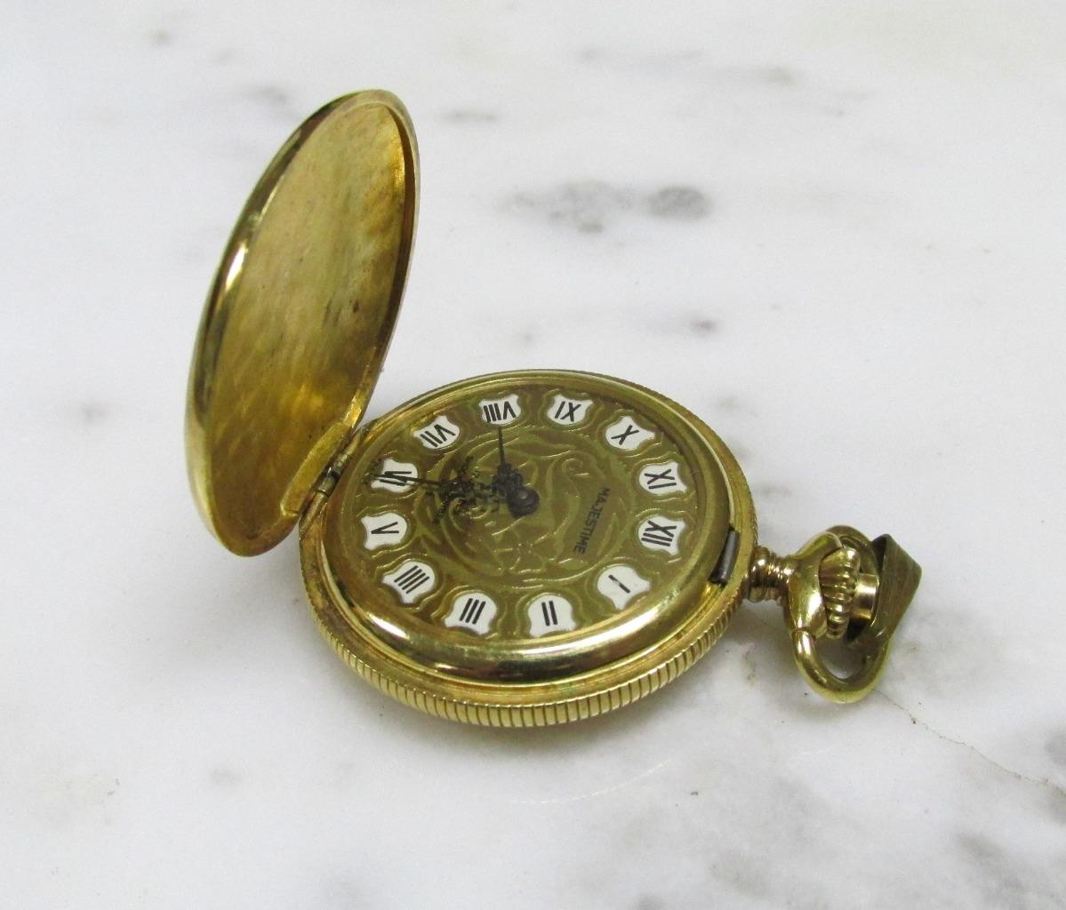 Vintage Majestime Gold Tone Pocket Watch; 36mm ~ 17J ~ 2-E218