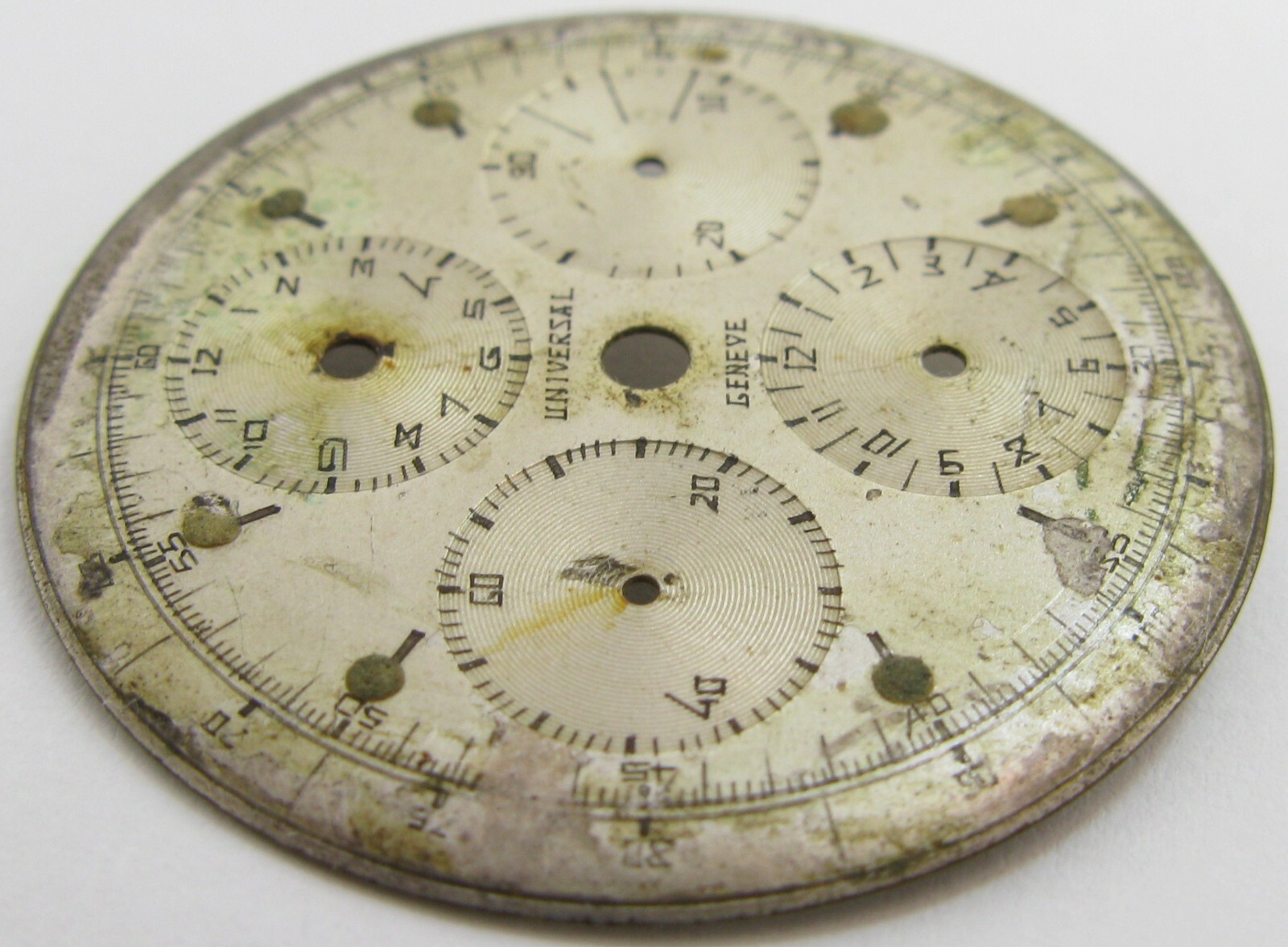 Universal Geneve Aero Compax watch refinish & damaged dial …