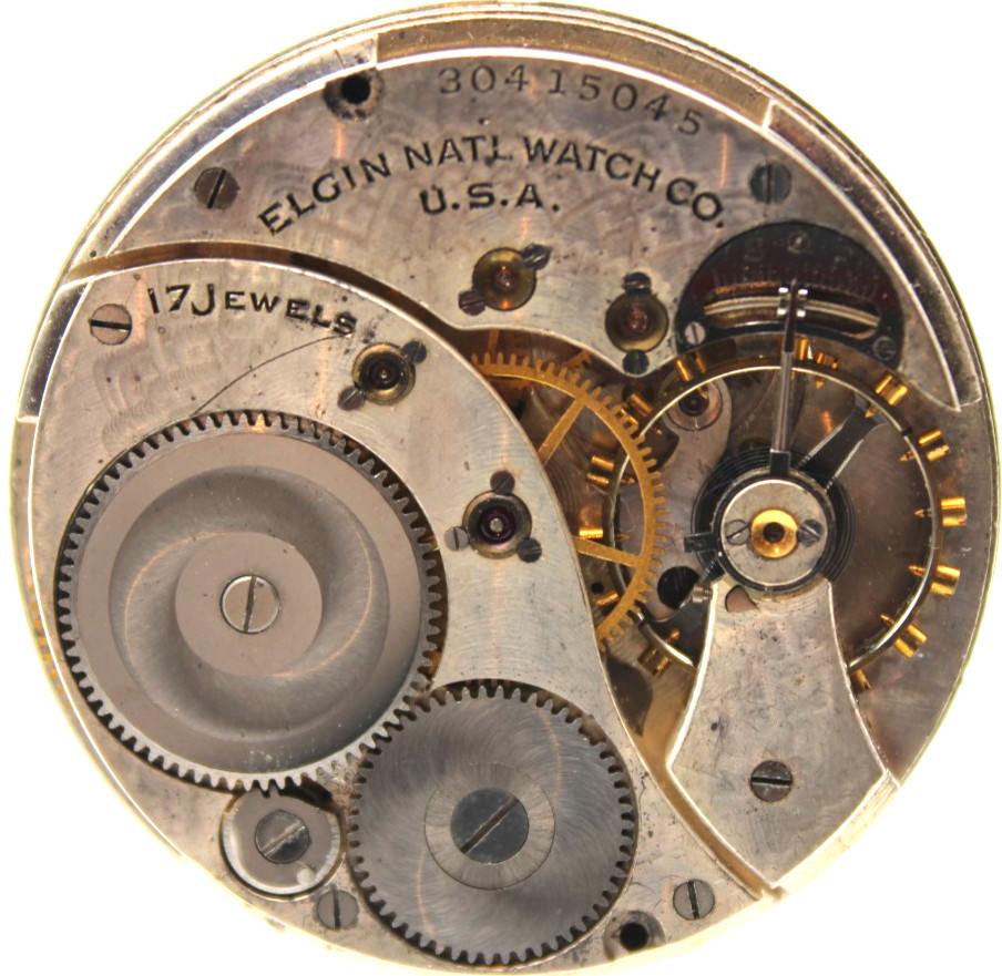1928 ELGIN POCKET WATCH MOVEMENT 30415045 GRADE 345 12s 17j (KK)