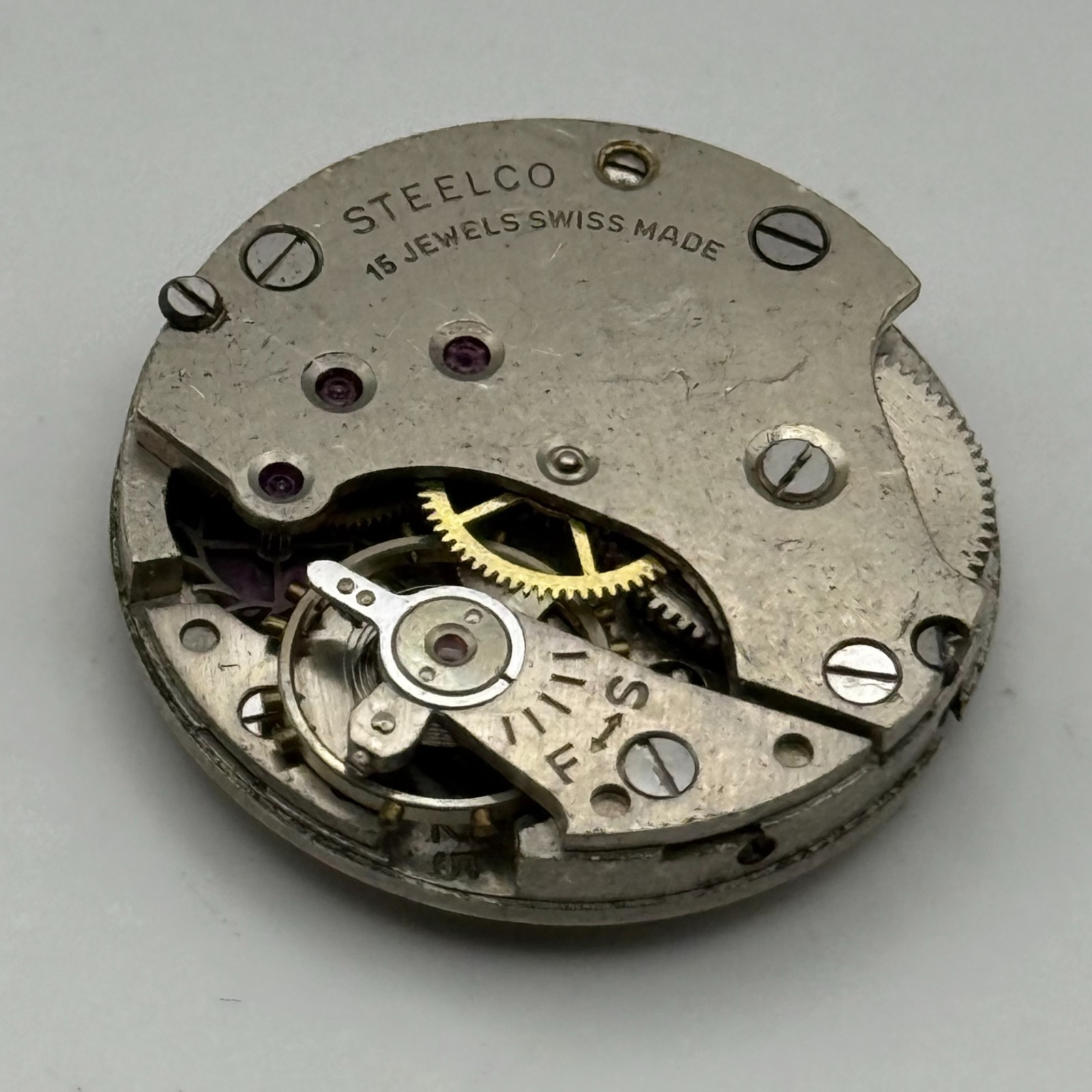 Arogno 125 Watch Movement Precista Steelco 15 Jewels Manual Wind Parts 23.7mm