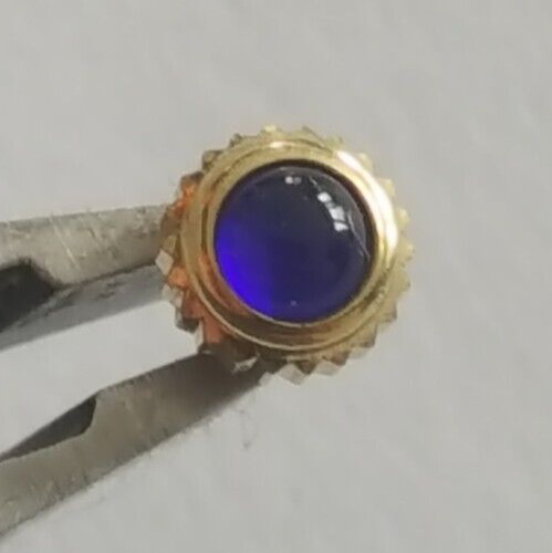 Baume & Mercier Gold Plated Crown With Blue Cabochon Stone Part Number MVO90005