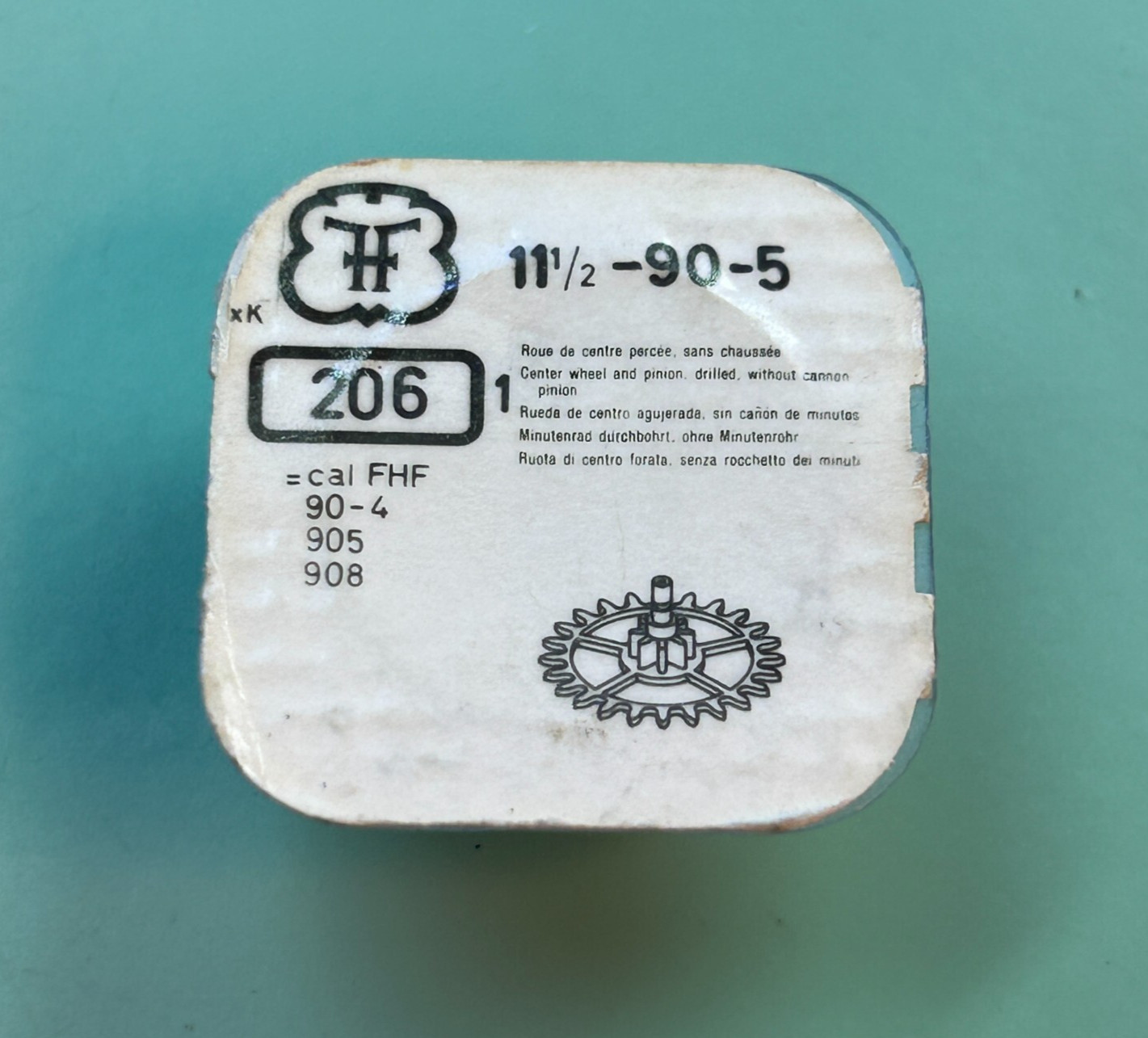 NOS FHF 206 Center Wheel & Pinion, 11-1/2-90-5, Cal. 90-4, 905, 908; Swiss Made