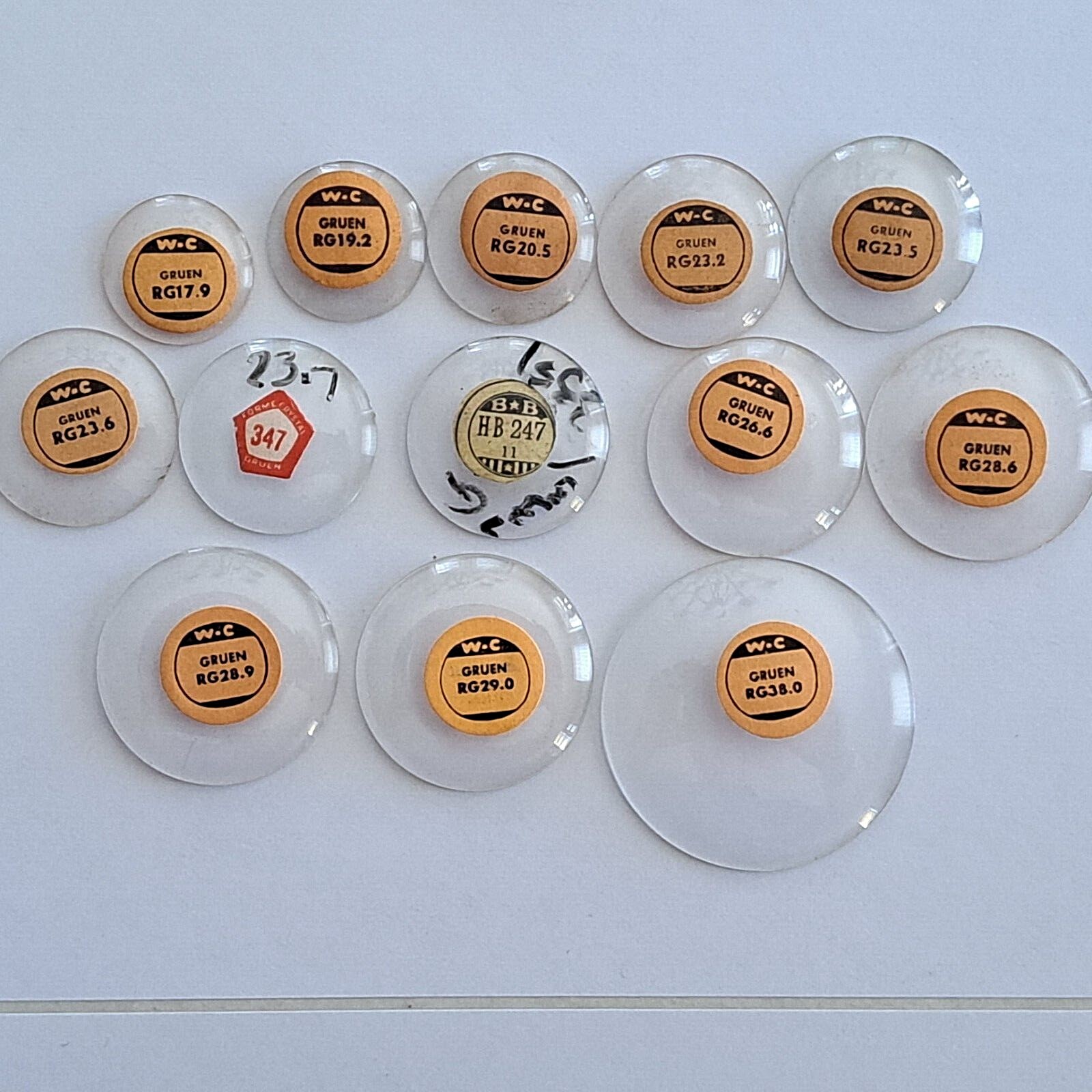 GRUEN ROUND GLASS CRYSTALS for vintage Gruen wristwatches