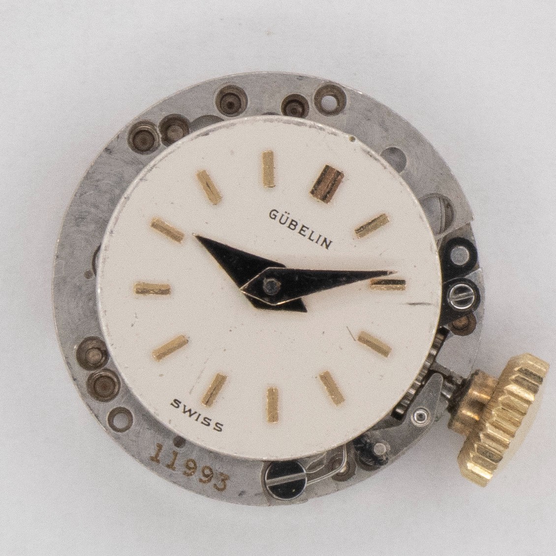 Vintage Gubelin 13.7 x 4.4 mm 19-Jewel Wristwatch Movement, Keeps Time