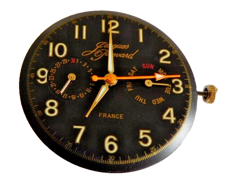 FE 11500A JACQUES PREVARD MOVEMENT DAY & DATE S.S. HAND RUNNING. NEW OLD STOCK