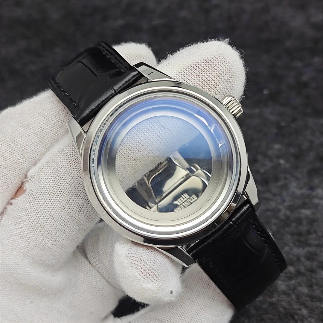 39mm Watch Case Buckle PU Leather Strap fit 31mm dial for NH35 NH36 Movement New