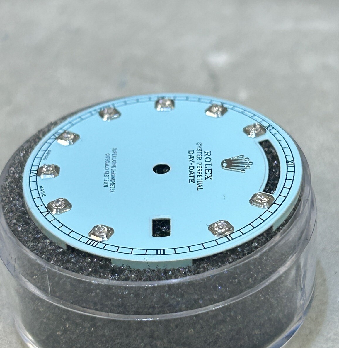 Rolex Day Date 40mmCustom Light Blue Diamond Dial With White Settings For 228239