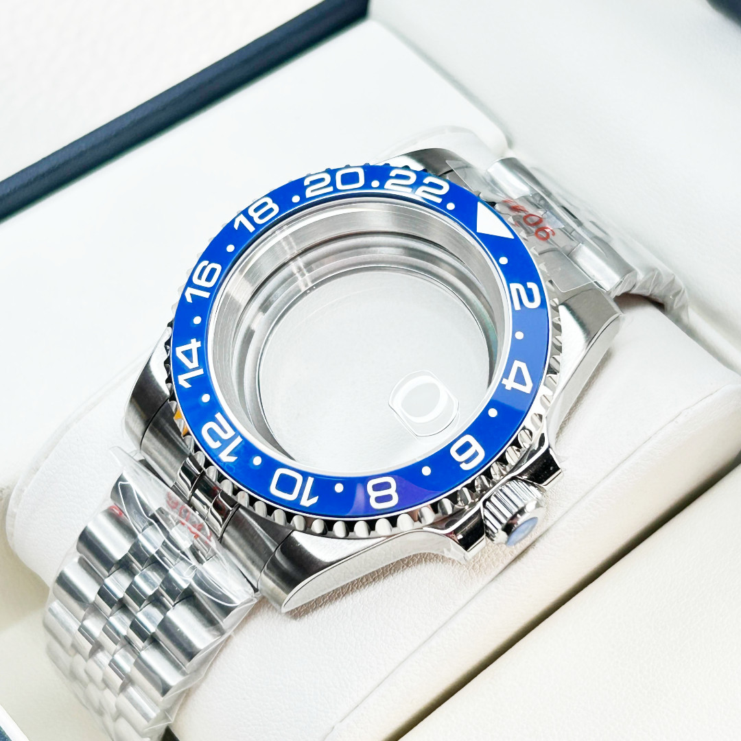 Smurf Bezel 20ATM 40mm Brushed Watch Case Fit Nh35 Nh34 Nh36 Movement Mod Parts