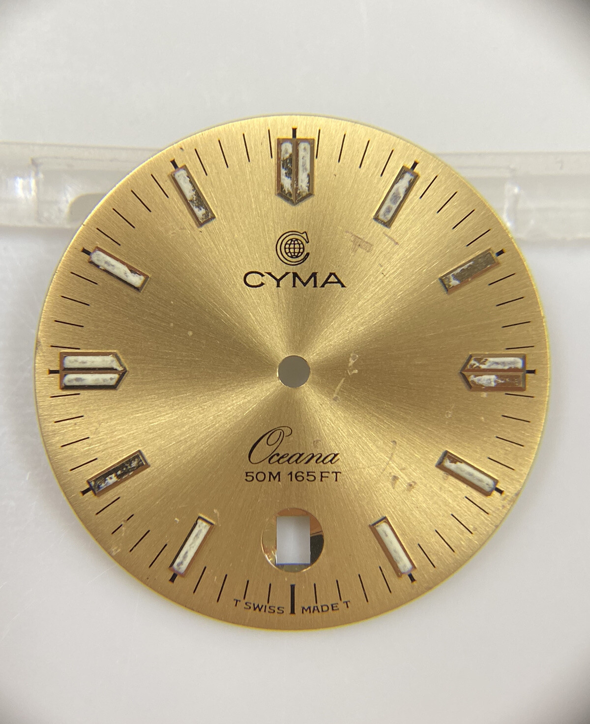 Original Cyma Mens Oceana Champagne Gold Luminous 27.5mm Watch Dial