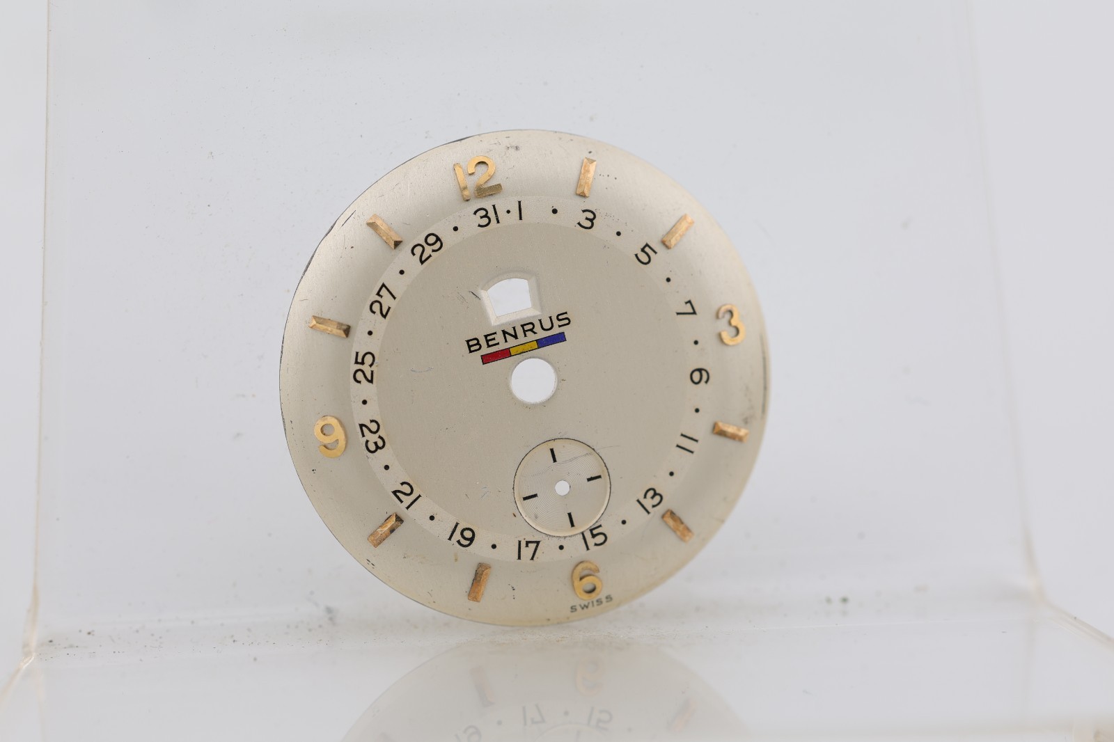 BENRUS DAY / DATE POINTER MID-CENTURY MODERN NOS WRIST WATCH DIAL 28.44mm (OA)