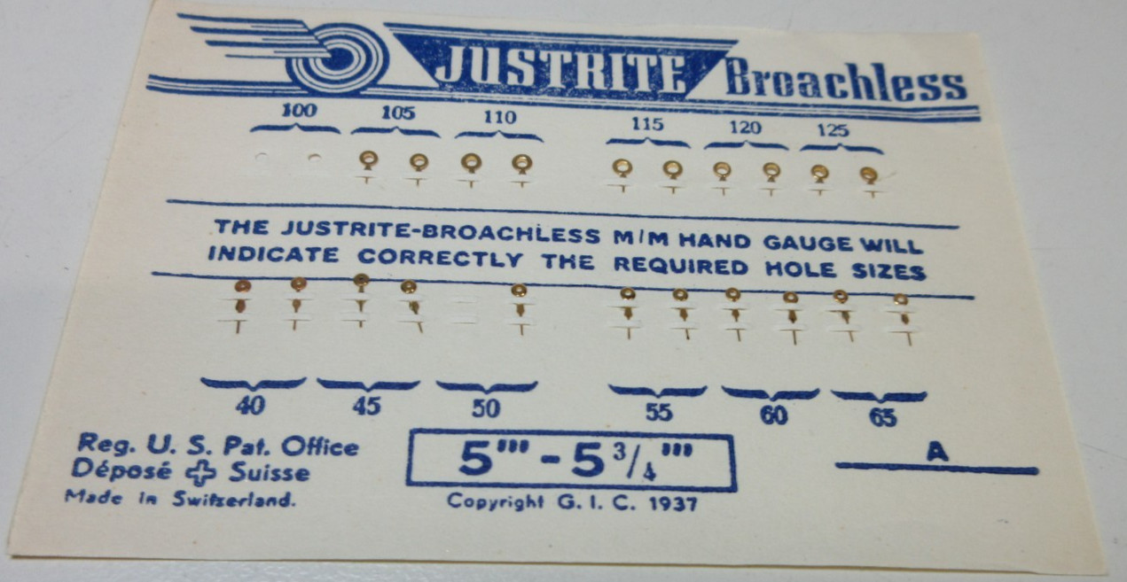 JUSTRITE WATCH HANDS 5”’ 5 3/4”’ WATCHMAKER REPLACEMENT PARTS #96