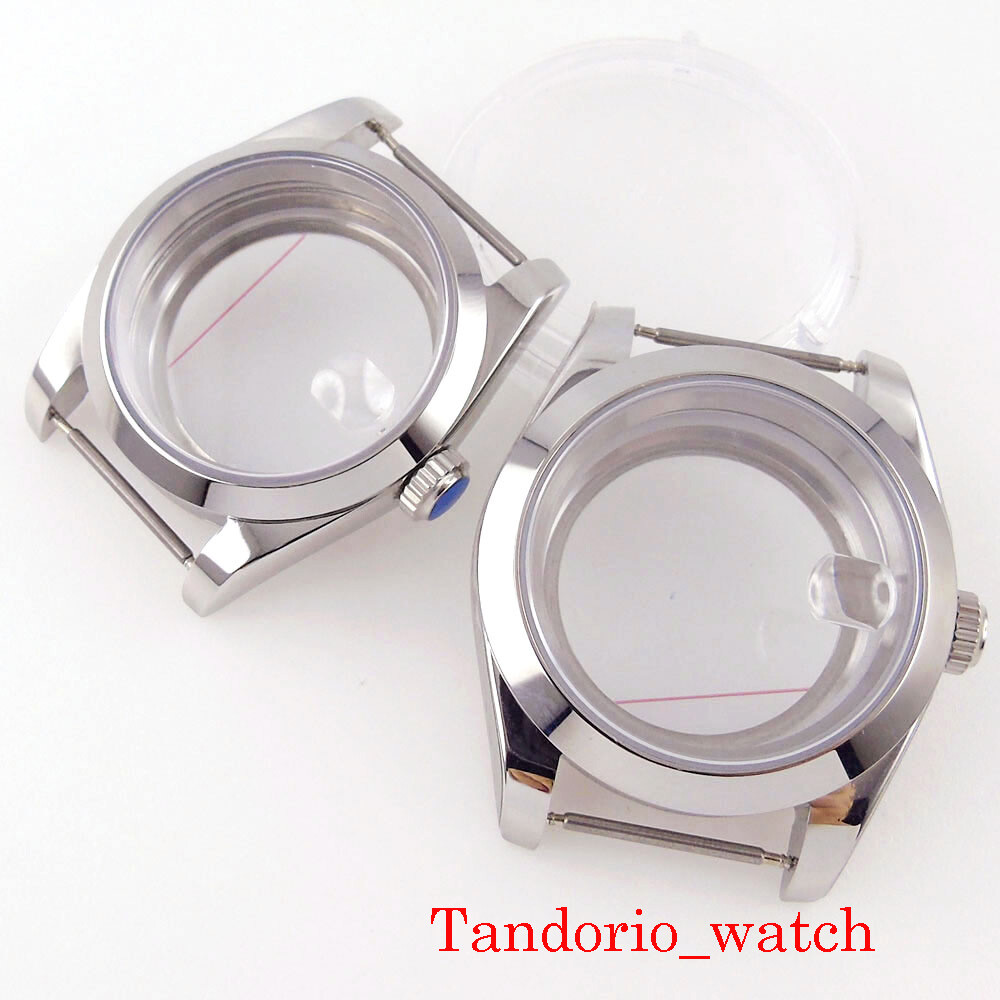 Polished Bezel 36mm/39mm Watch Case For NH35A NH36A Sapphire Crystal Glass Back