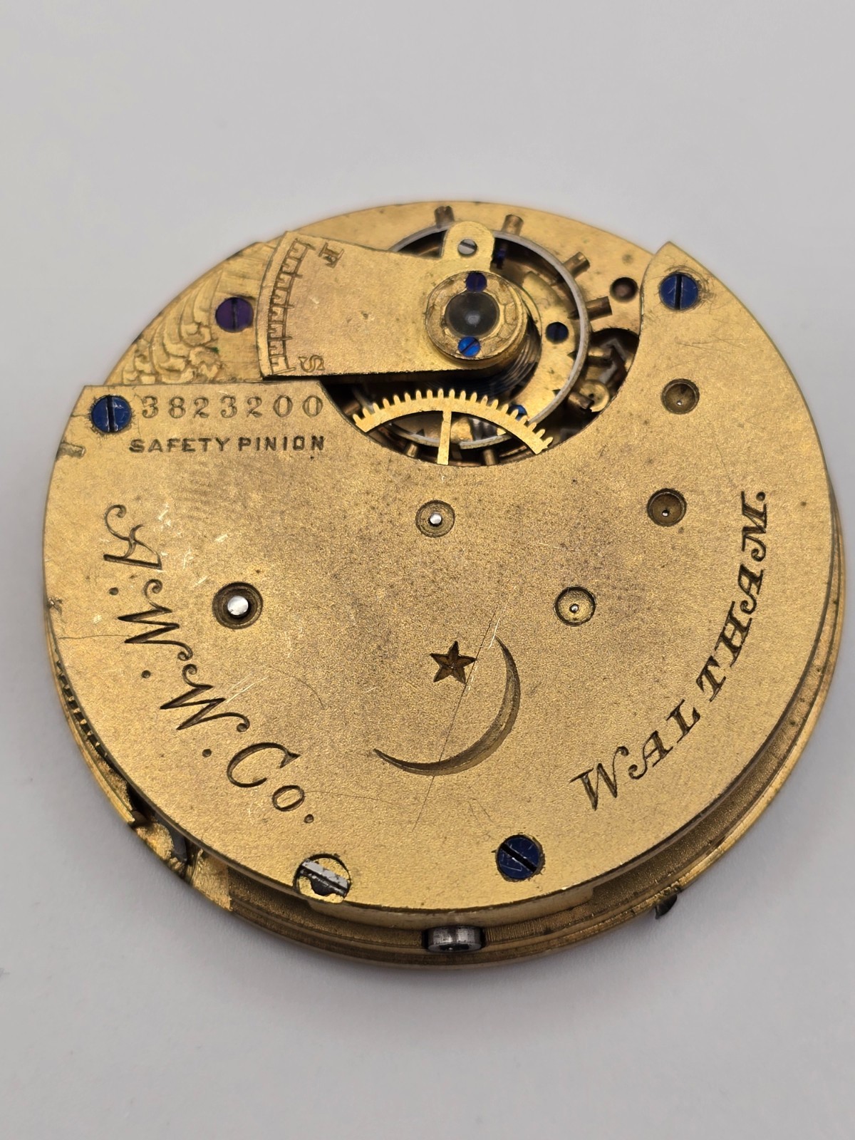 Antique American Waltham Pocket Watch Movement Dial Hands Parts Repair 42mm