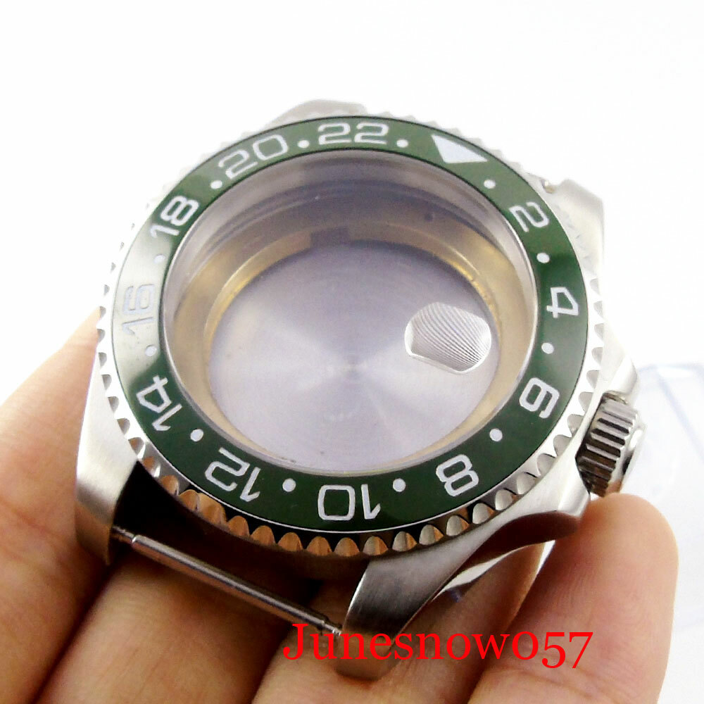40mm SUB Watch Men Case Sapphire Glass Fit ETA 2836 MIYOTA 8215 821A Metal Back