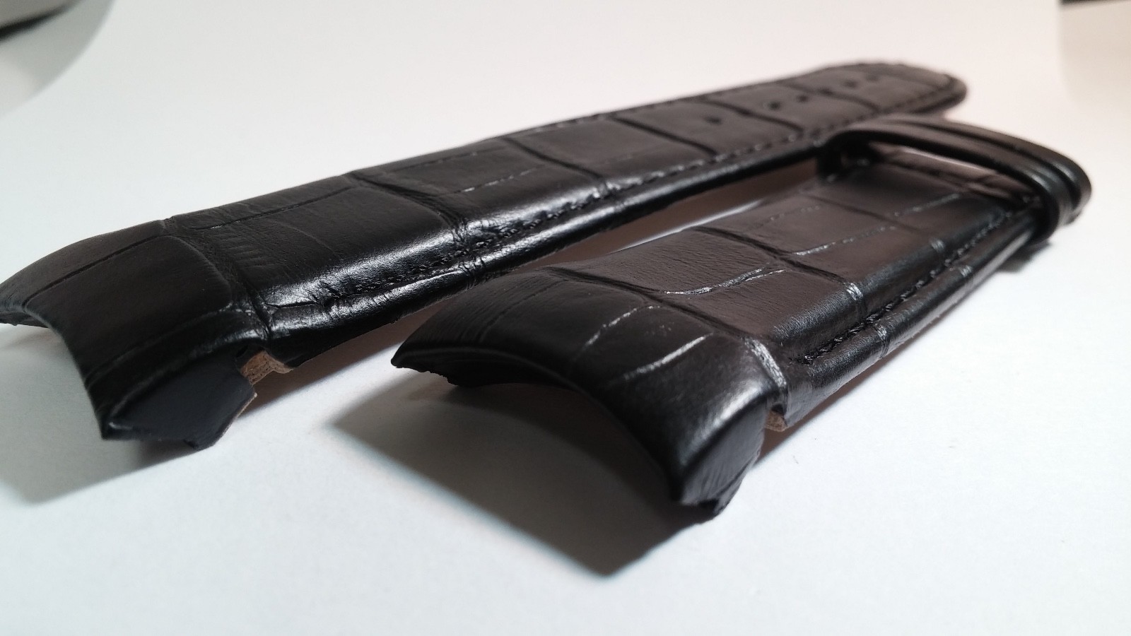 Genuine Tissot Band/Strap BLACK ALLIGATOR, 130×80 length, 24/22mm curved ends XL