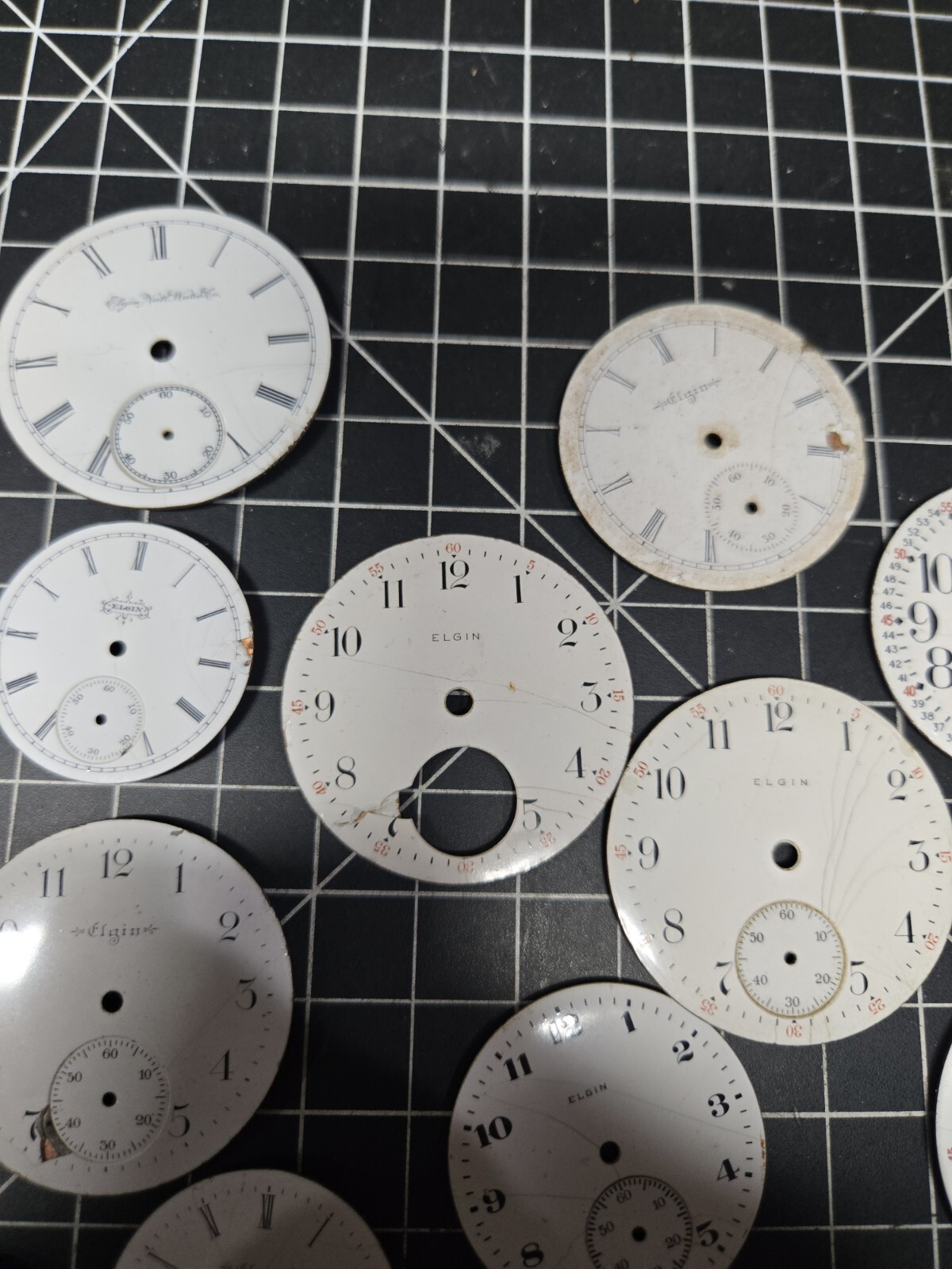 vintage elgin pocket watch dial lot repurpose steampubk craft sub railroad