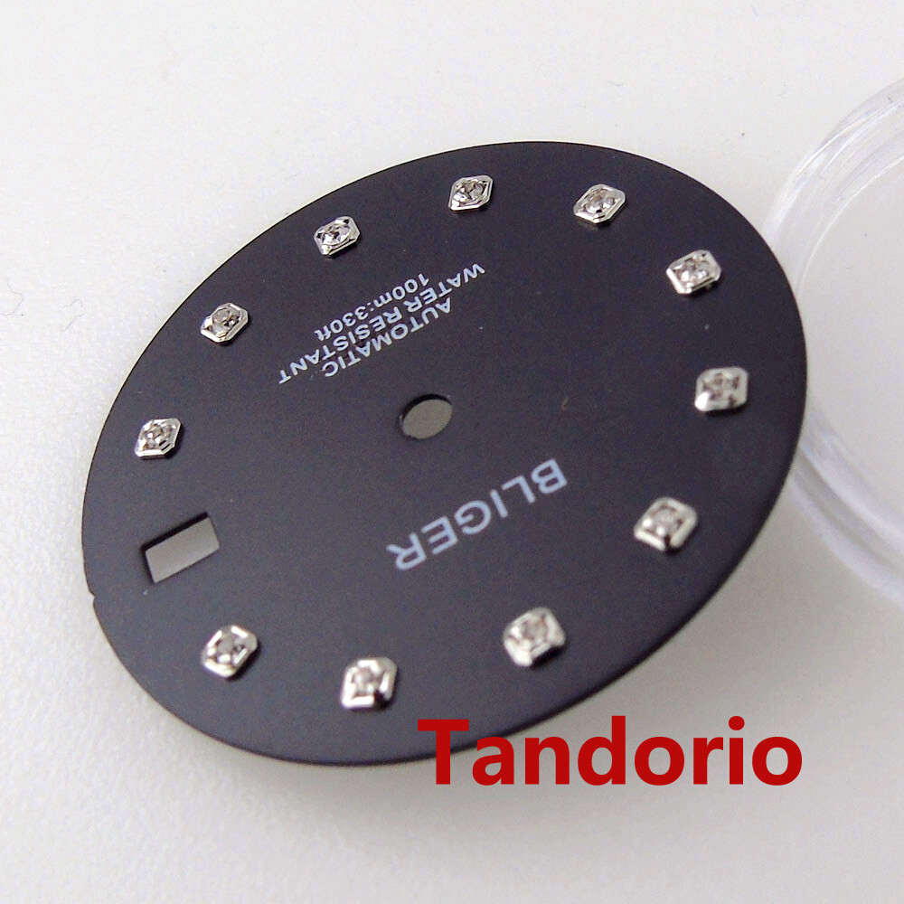 29mm black white blue green gold watch dial fit NH35 movement