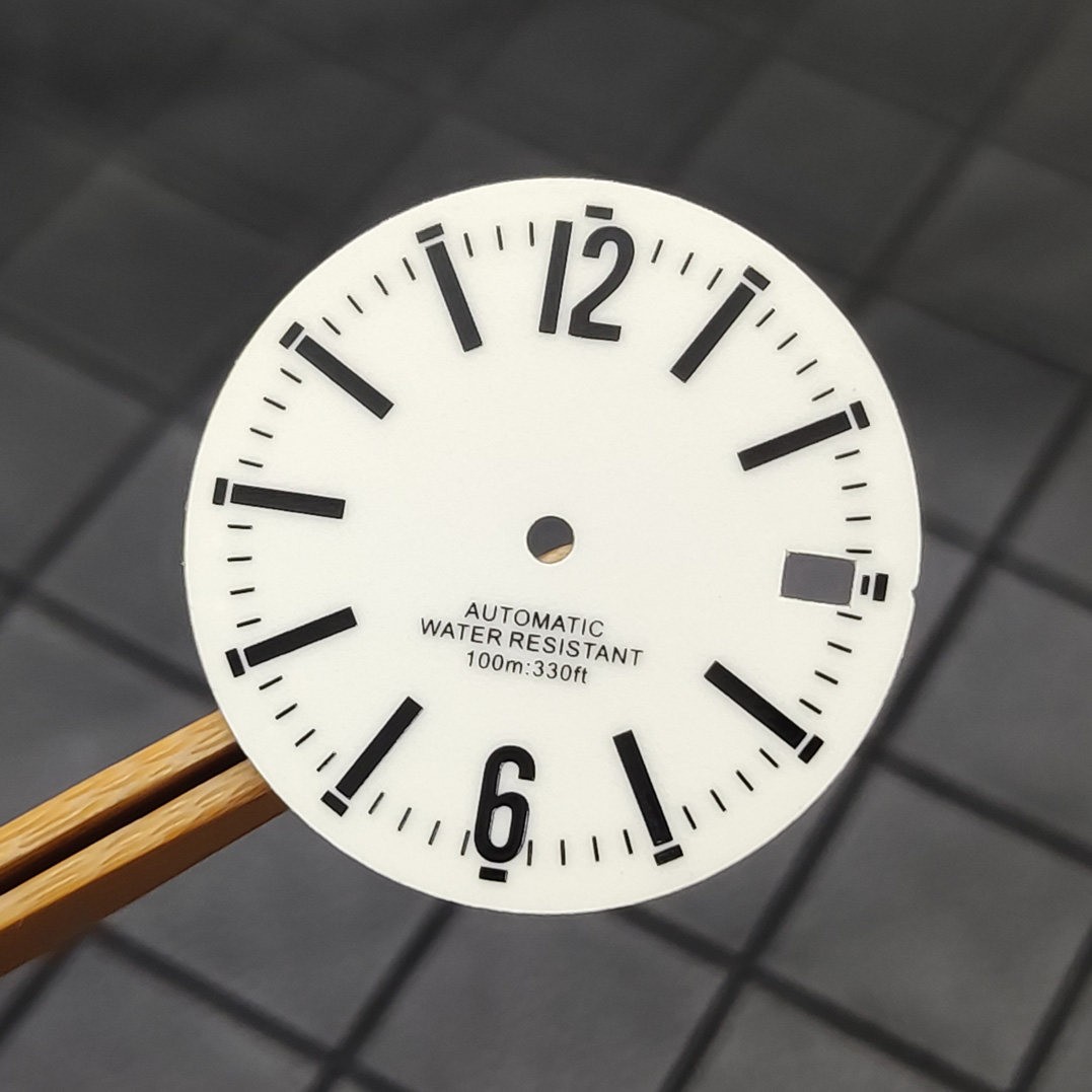 28.5mm White Lume Dial 3H Date Black Markers Fit Auto Movement Mod