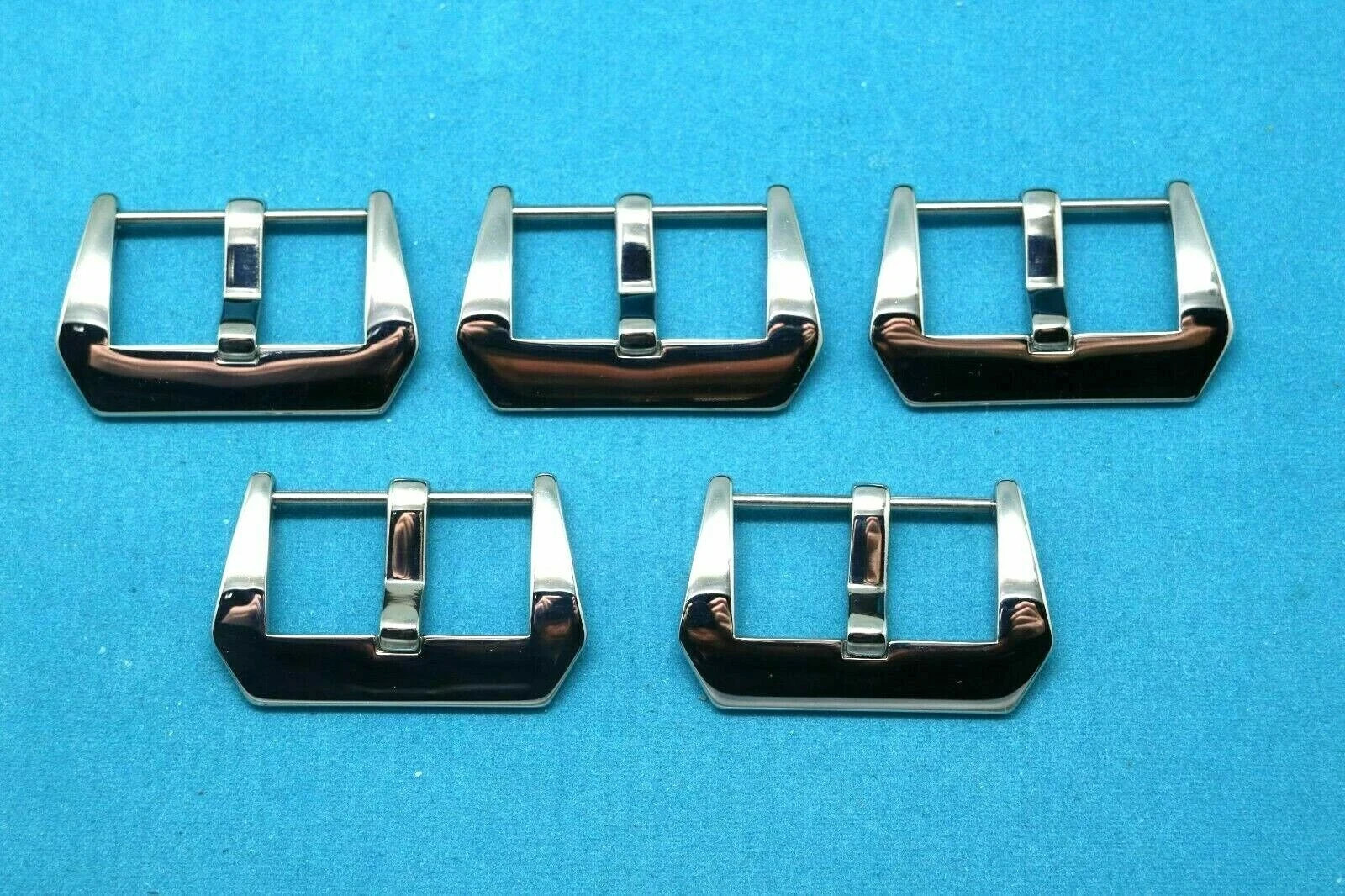 5 Pcs 24mm Silver Tone Polished Screw-In Watch Band Pre-V Buckle