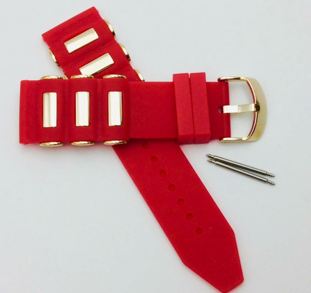 24mm Red Rubber Diver Band strap fits INVICTA Russian Gold bullet & Pins.11750