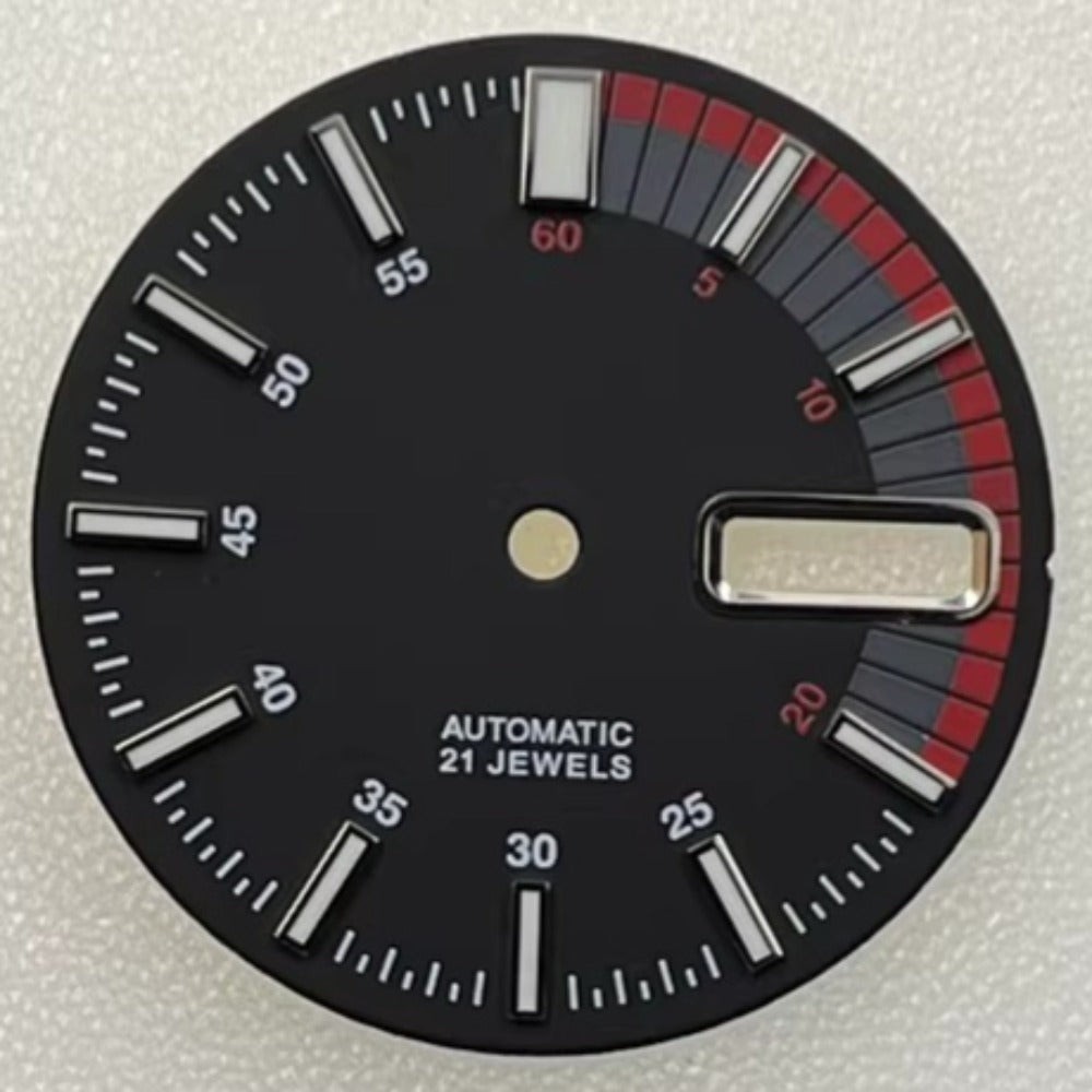 Black Modified 28.5mm Green Lume No Logo Watch Dial Fit for NH36 Movement