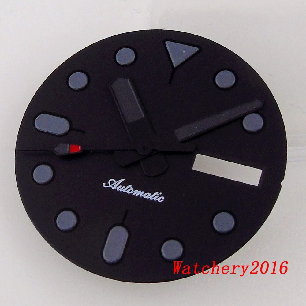 29MM Tandorio Grey Index Black Dial Fit NH36 NH36A Automatic Mens watch Dial