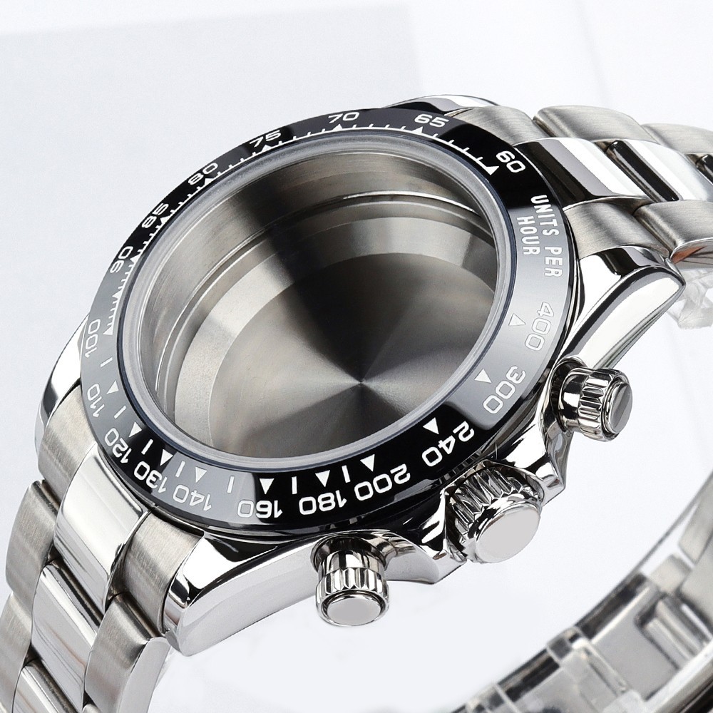 39mm Pilot Watch Case Band Classic Silver Quartz Sapphire For SII VK63 Movement