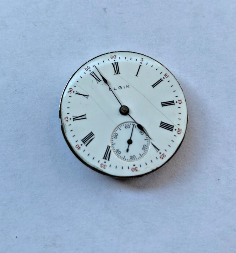 Elgin Pocket Watch Dial & Movement Size 0S 7 Jewels