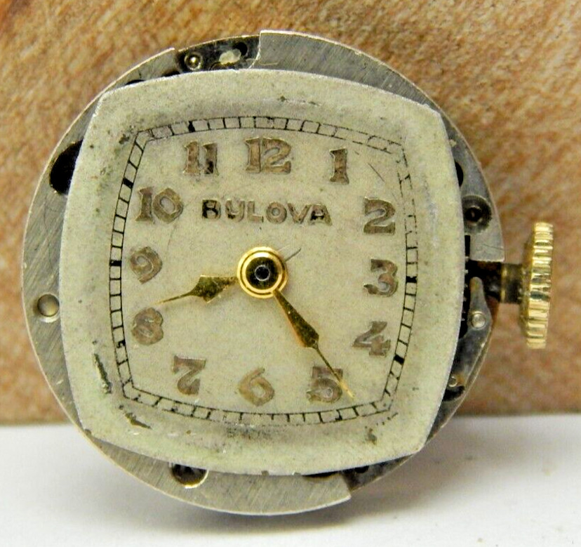 Vintage 1941 Bulova 7AM 17 jewel ladies wrist watch movement with dial & crown