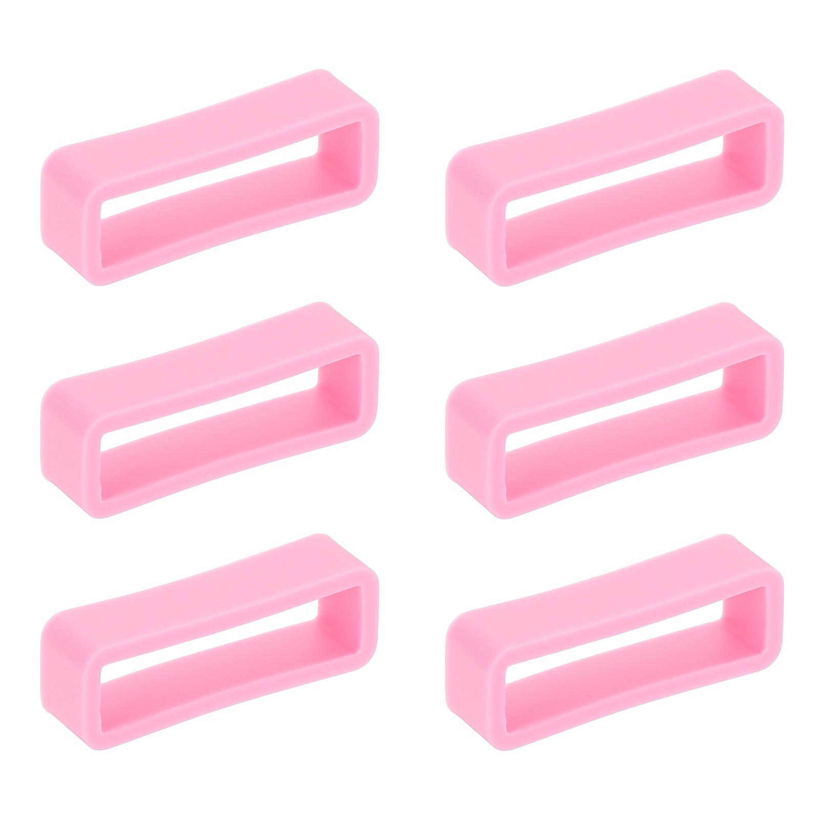 6pcs Watch Band Loop 24mm Silicone Watch Strap Retainer Loop, Dark Pink