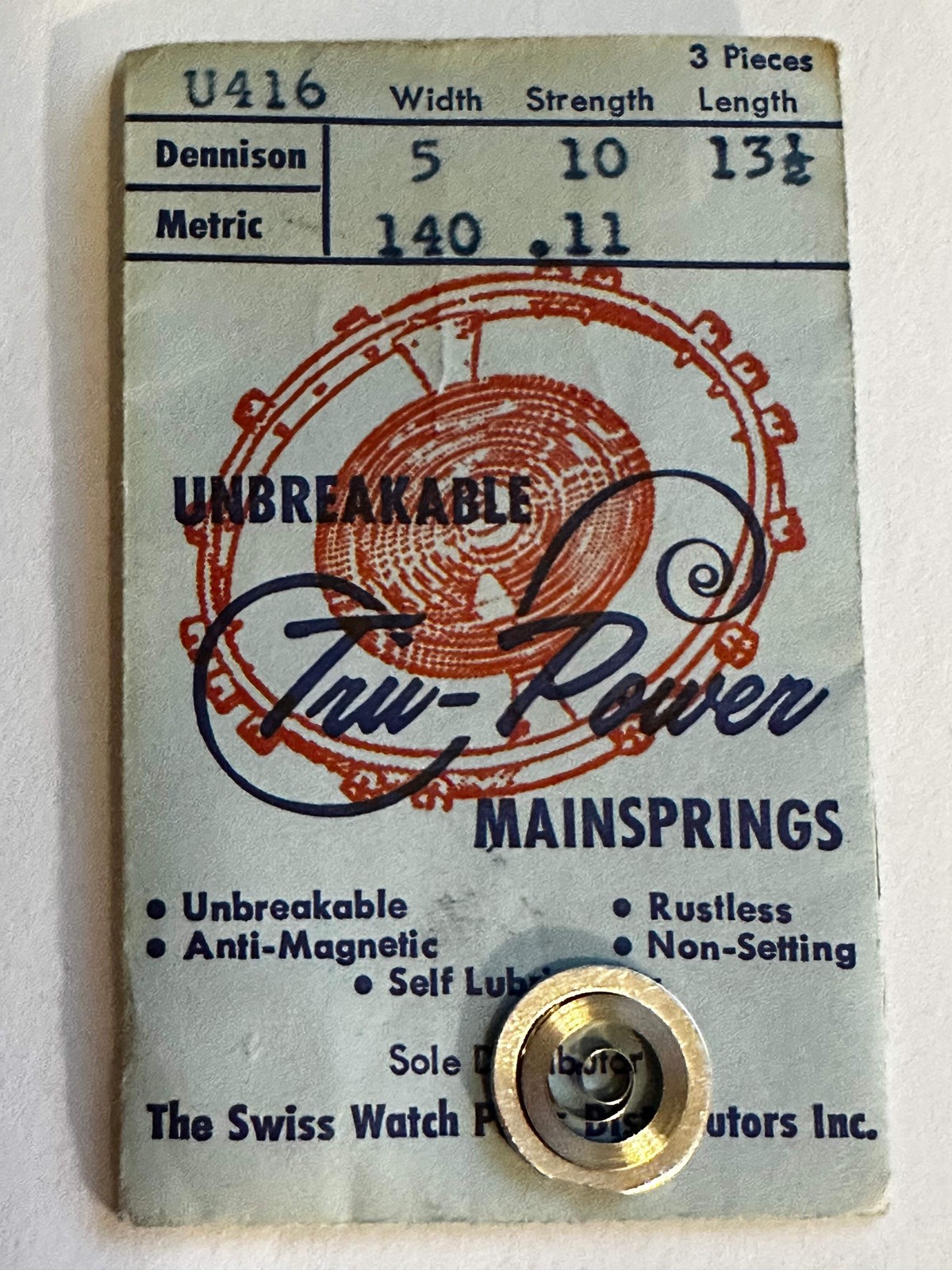 Tru-Power Mainspring U416 for Peseux 110, 111, Gruen 325, 3251, A. Michel 104, 1