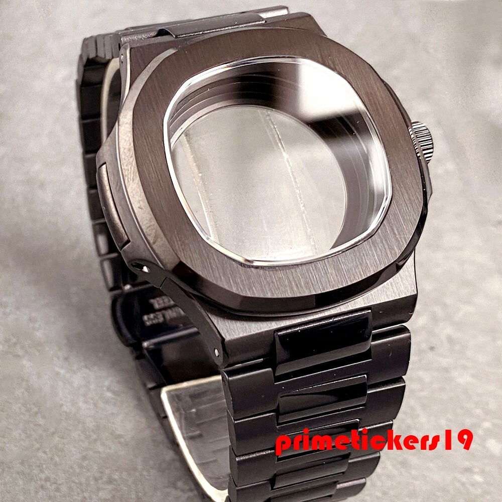 Fit NH35 Black PVD Square Watch Case+Band+Dial Set Sapphire Wristwatch Mod Parts