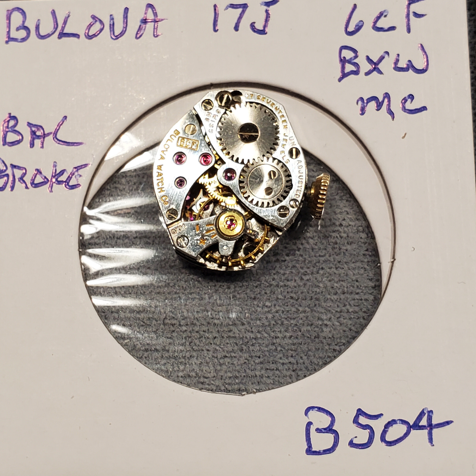 LADIES BULOVA 17j 6CF BXW MC WRIST WATCH MOVEMENT #B504