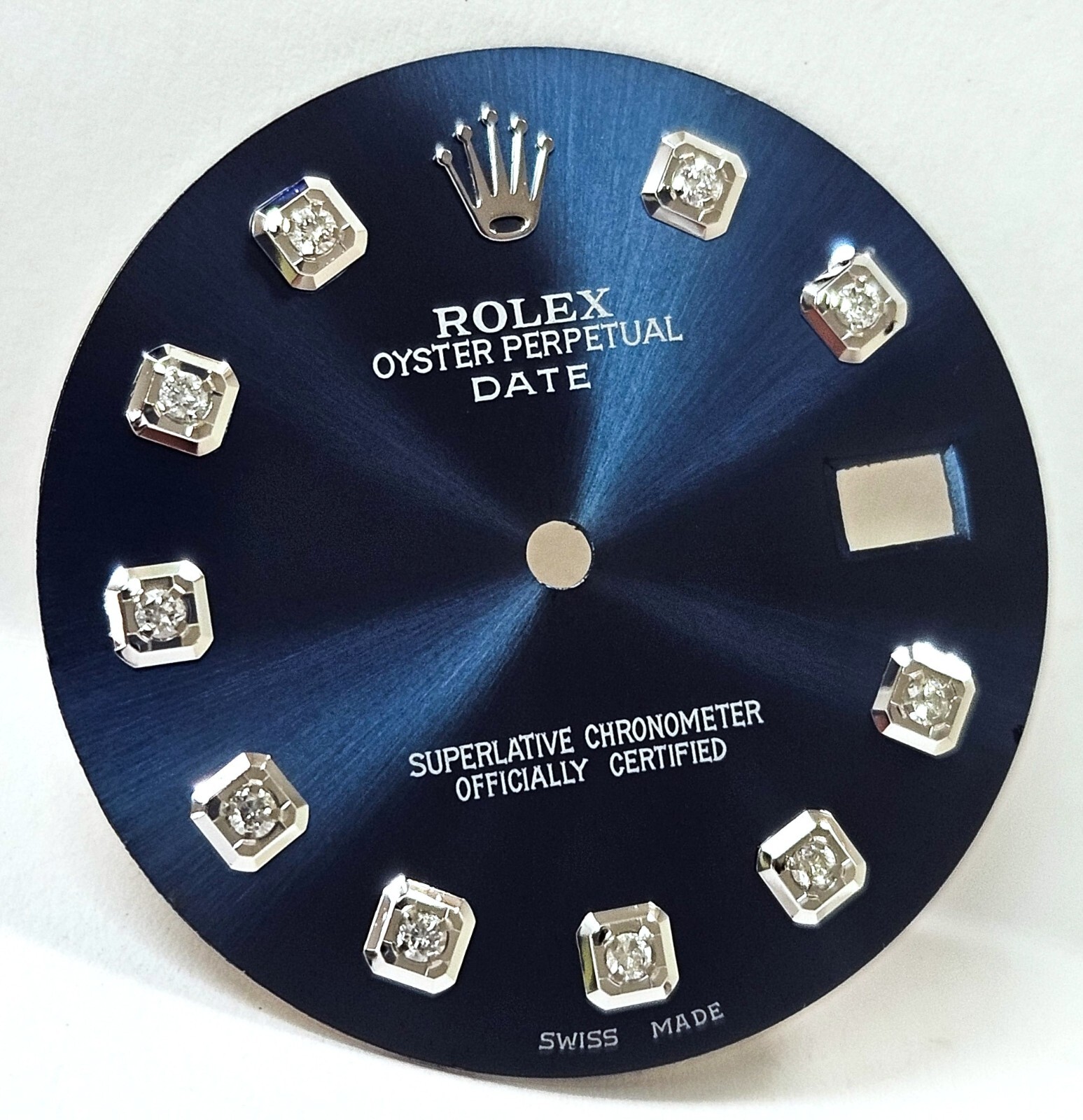 Rolex DATE 34mm Custom Navy Blue Diamond Dial for Ref. 1500 15233