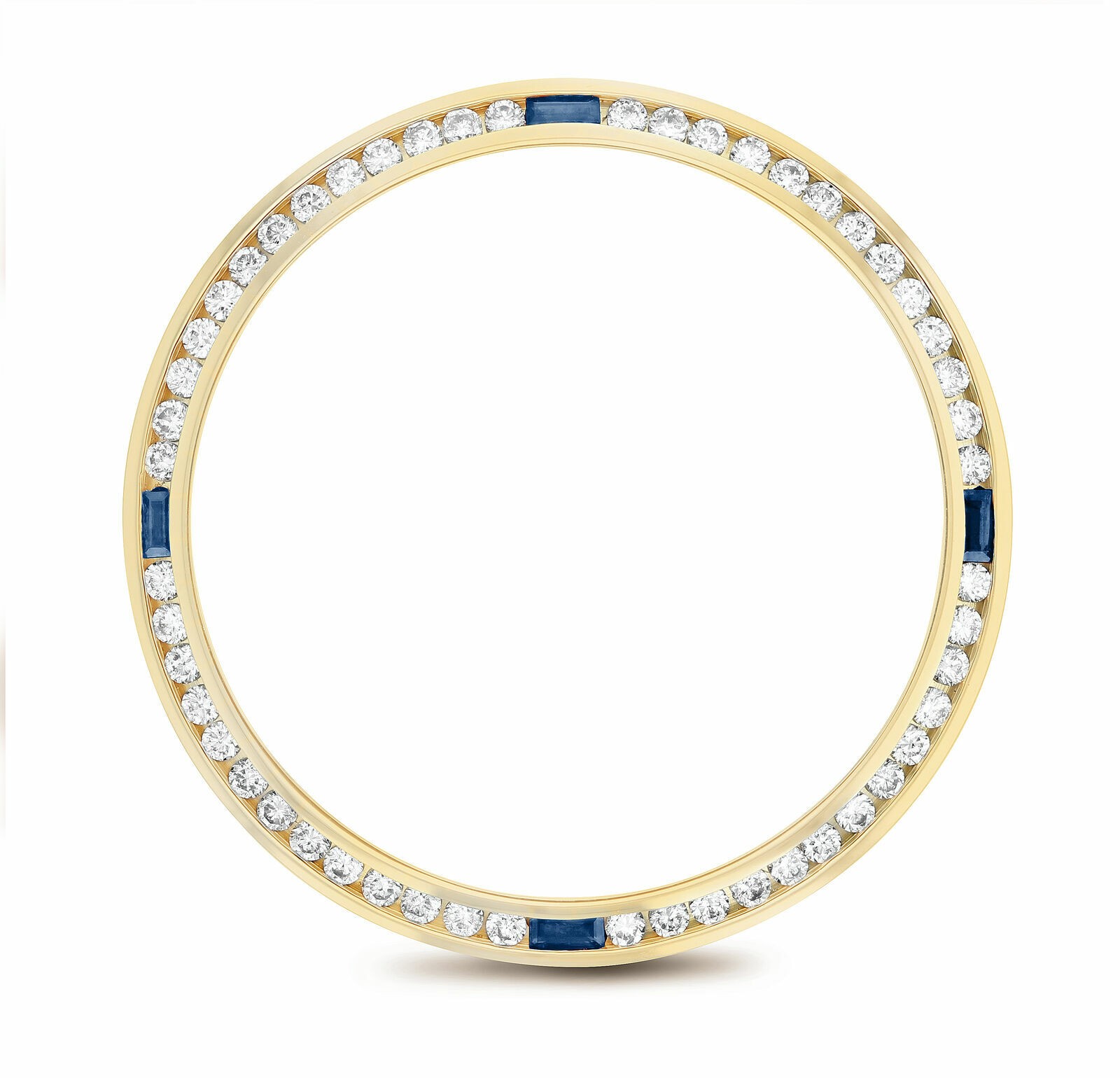 1.30CT CHANNEL SET NATURAL DIAMOND BEZEL 18KY FOR ROLEX DATEJUST WITH SAPPHIRE