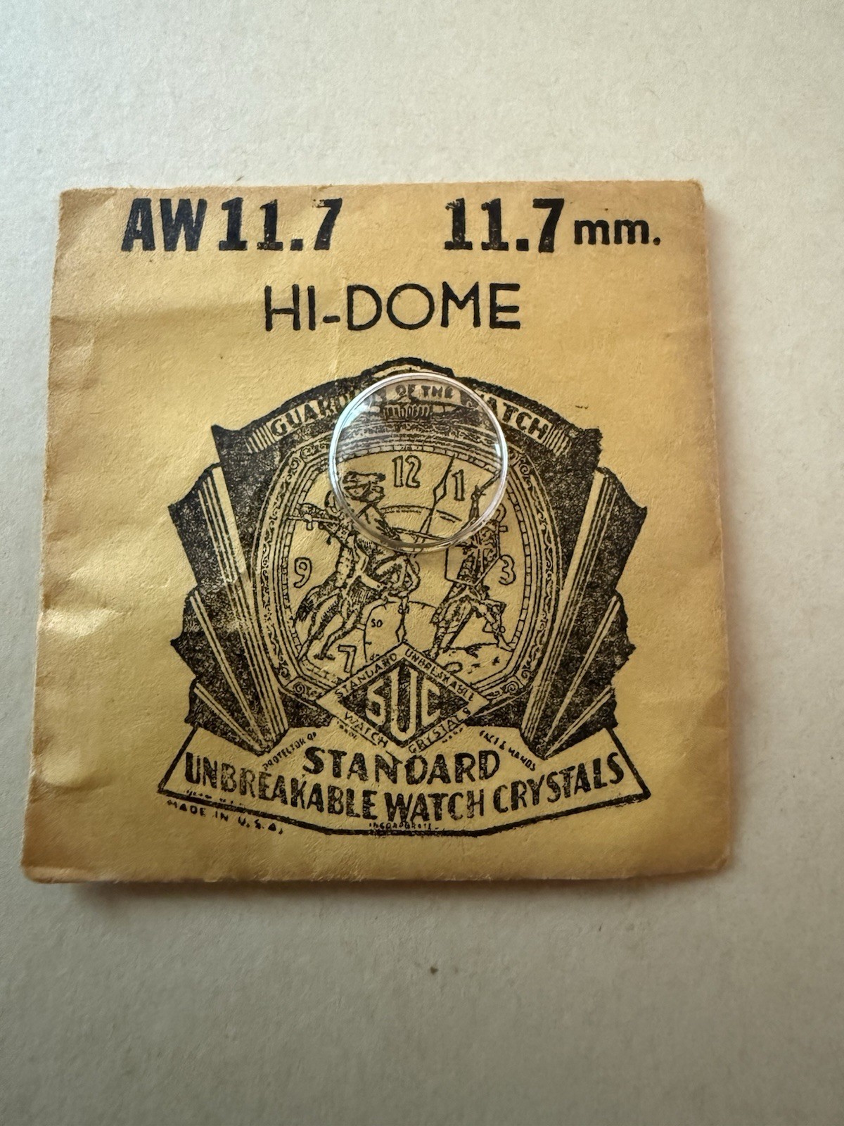 Vintage Standard Unbreakable AW11.7 11.7mm Hi-Dome Watch Crystal NOS