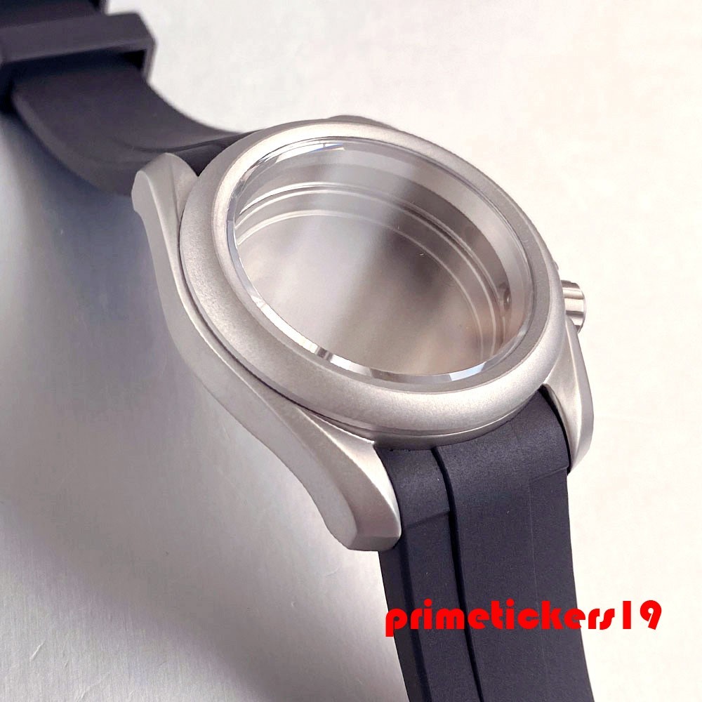 Steel/Titanium 40mm Watch Case+Silicone Band Sapphire 3.8 Crown Fit NH35 PT5000