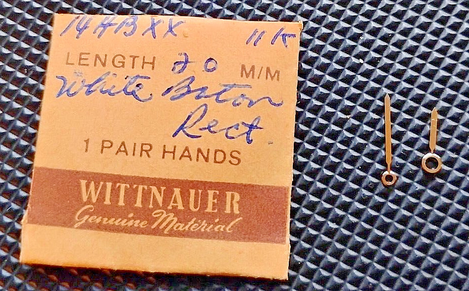 WITTNAUER 11K Watch Hands White Silver Baton watch part #14HBXX Longines