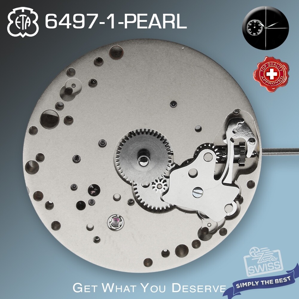 MOVEMENT ETA 6497-1, PEARL DECORATED, ELABORE, BLUE SCREWS, HAND WIND SWISS MADE