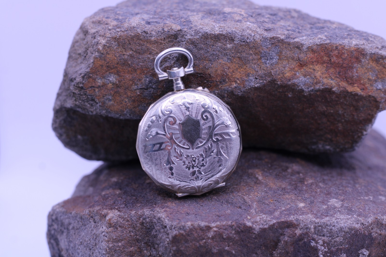 ARGENTAN LADIES SWISS POCKET WATCH FANCY CASE & DIAL 30.6mm DIAMETER NOS (EP)