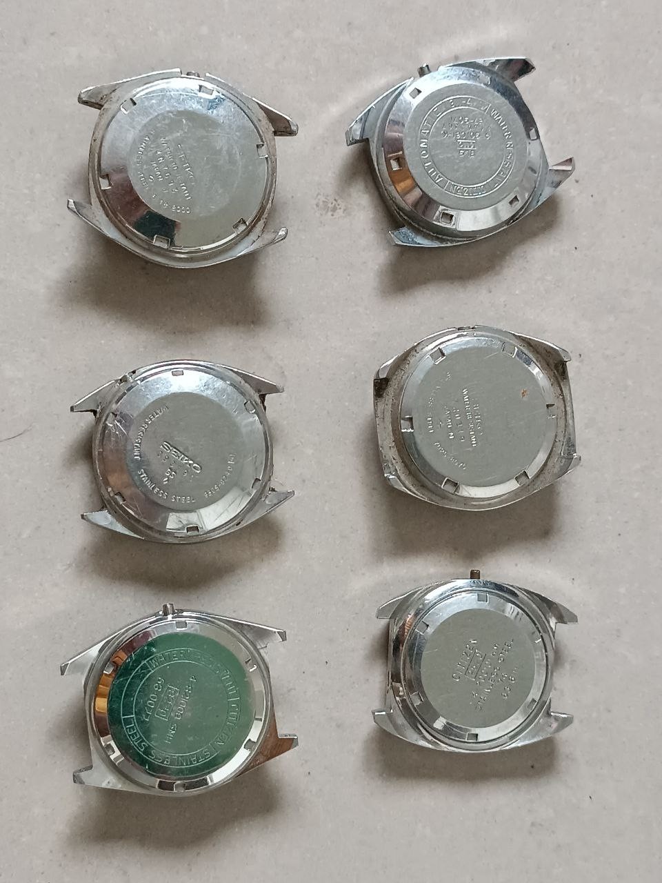 LOT OF 6 JAPANESE AUTOMATIC CITIZEN & SEIKO CASES FOR PROJECT / REPLACEMENT